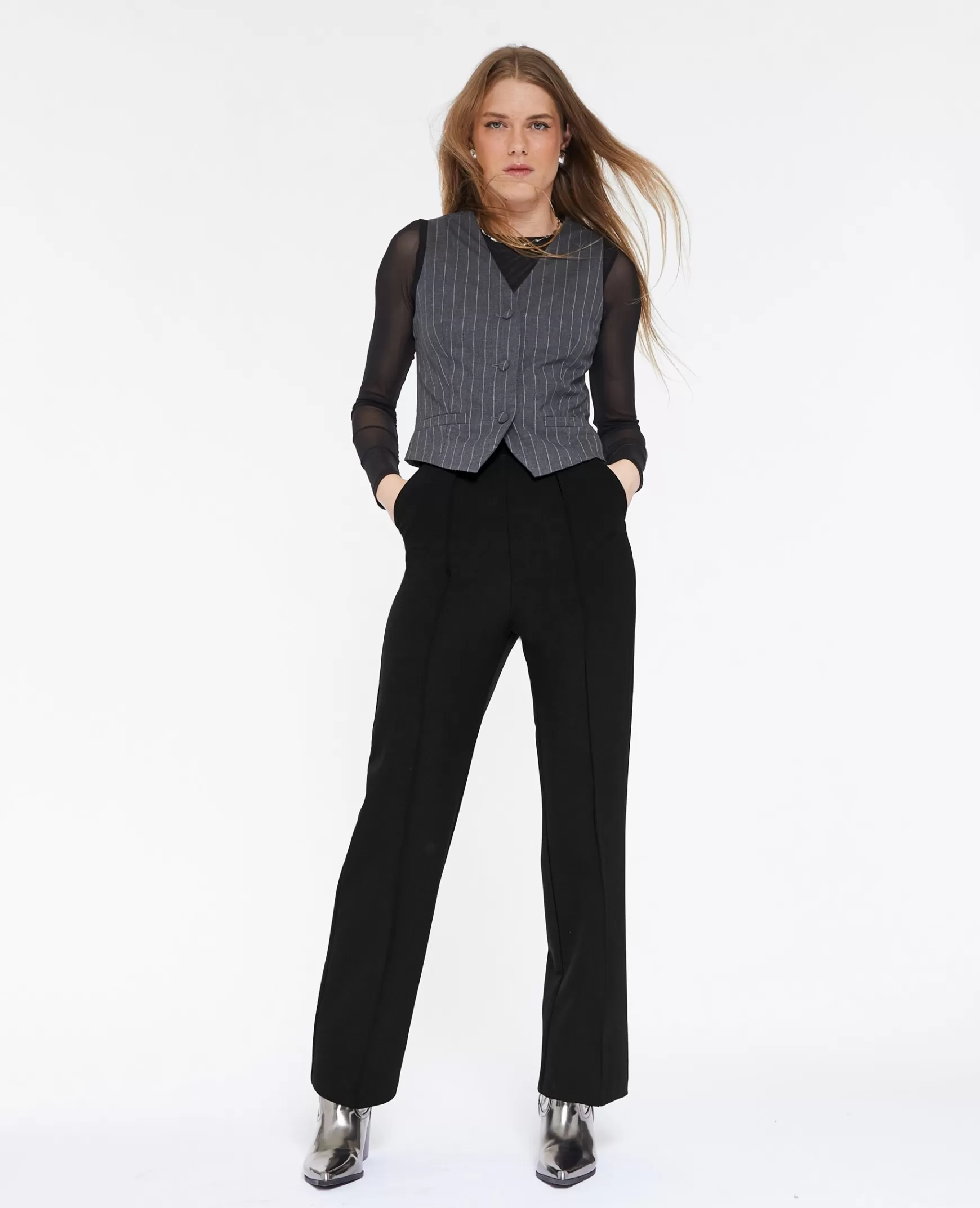 Pimkie Pantalon droit avec coutures pinces - Noir Hot