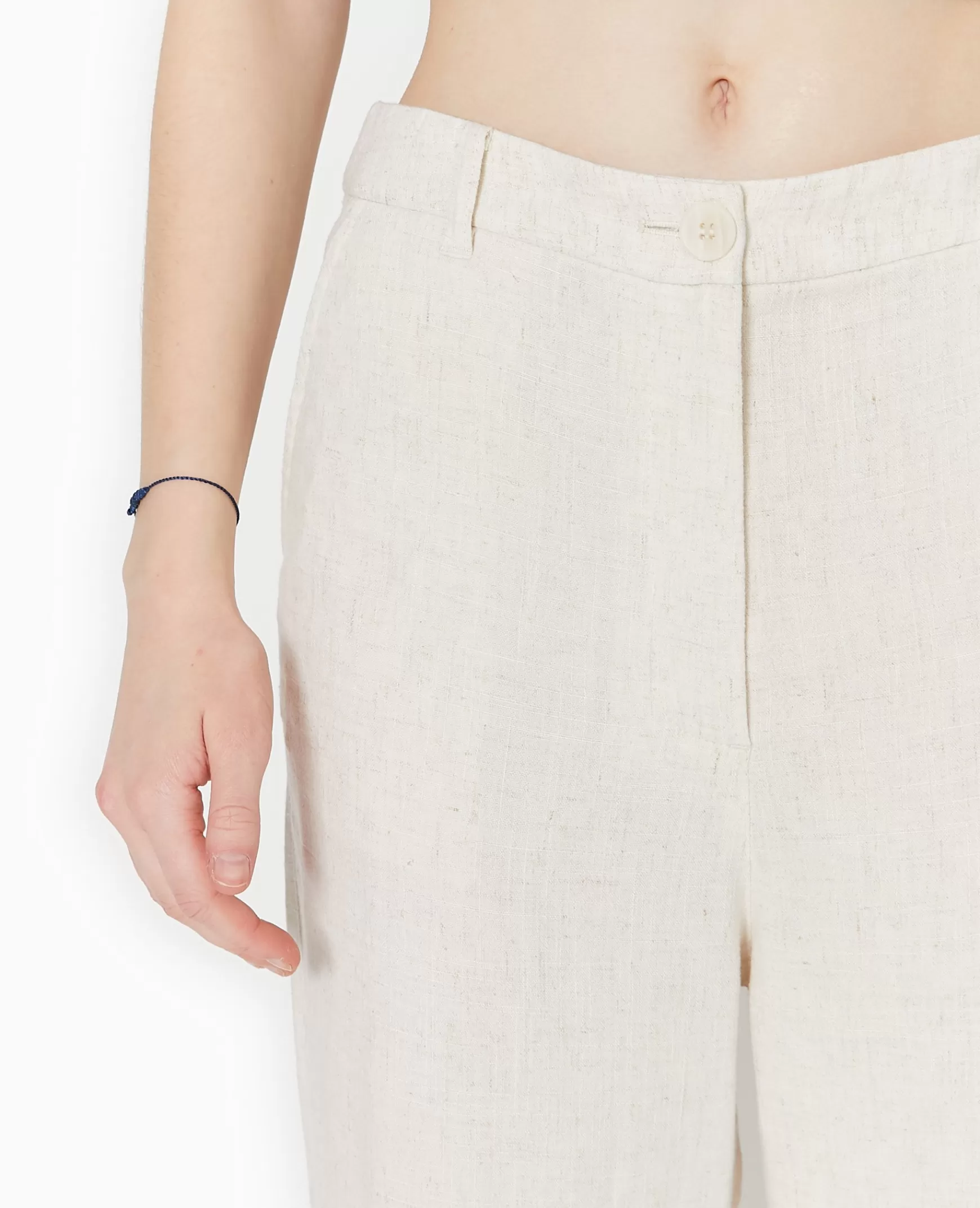 Pimkie Pantalon droit avec lin - Blanc Cheap