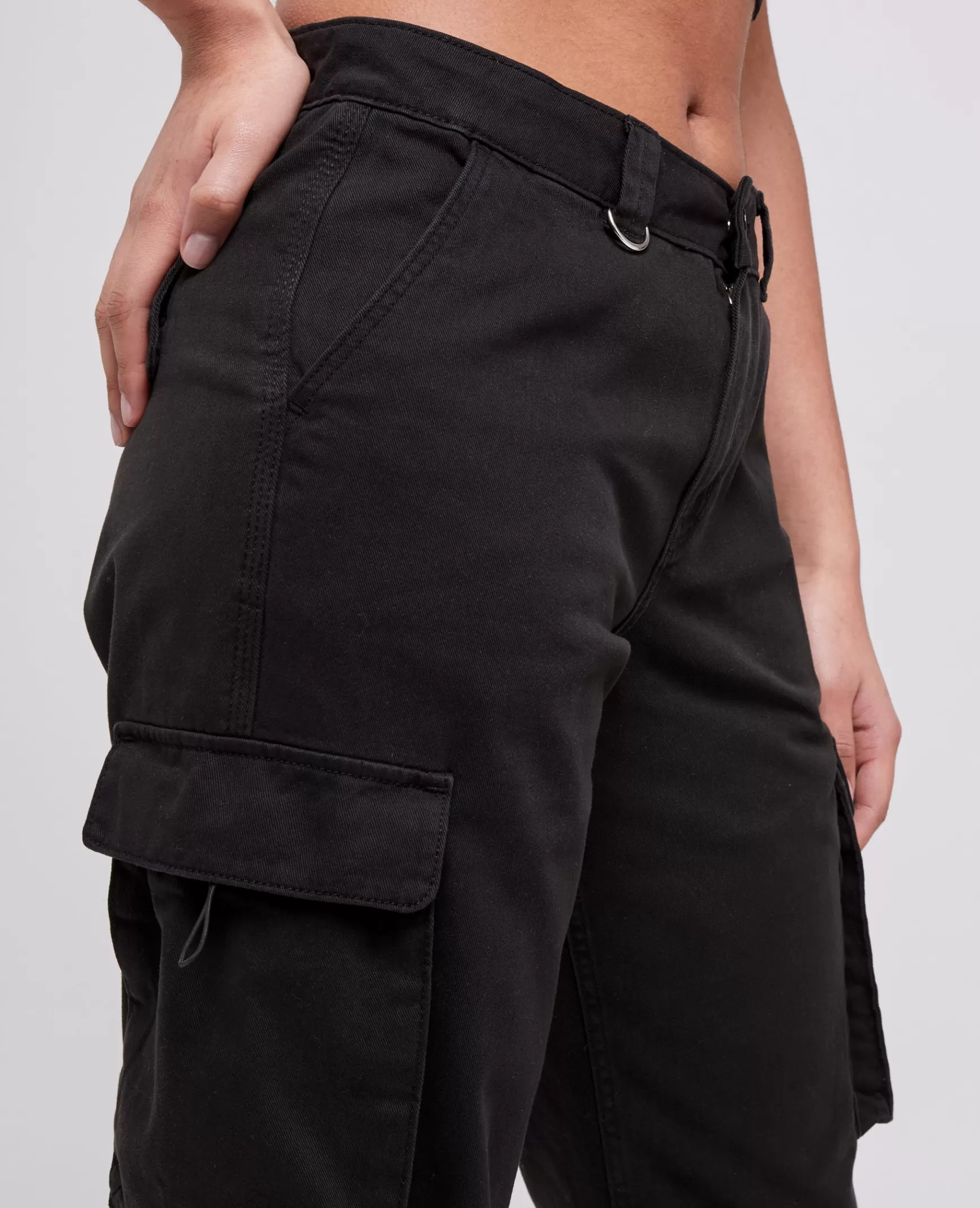 Pimkie Pantalon droit cargo taille basse - Noir Sale