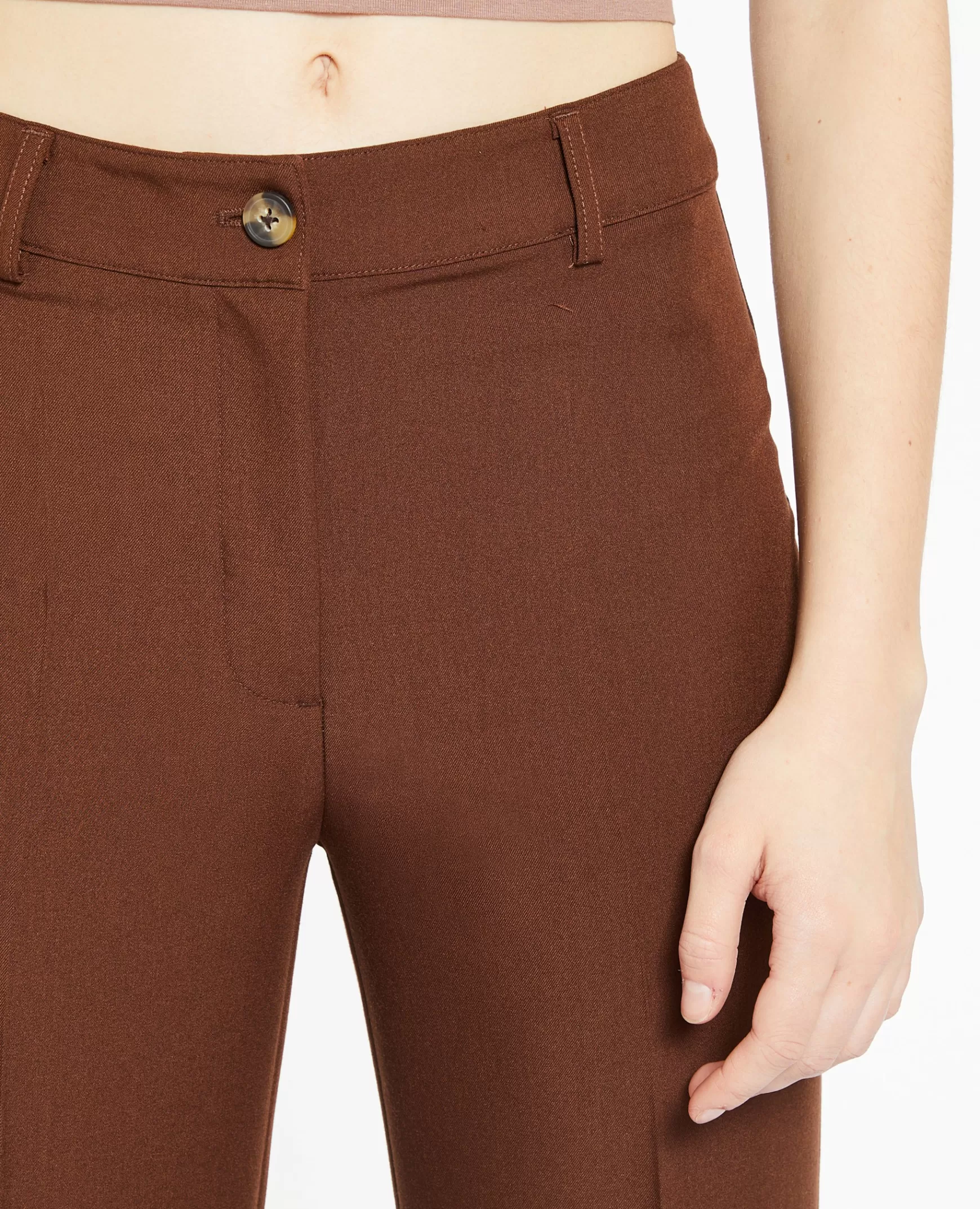 Pimkie Pantalon droit city - Marron Discount