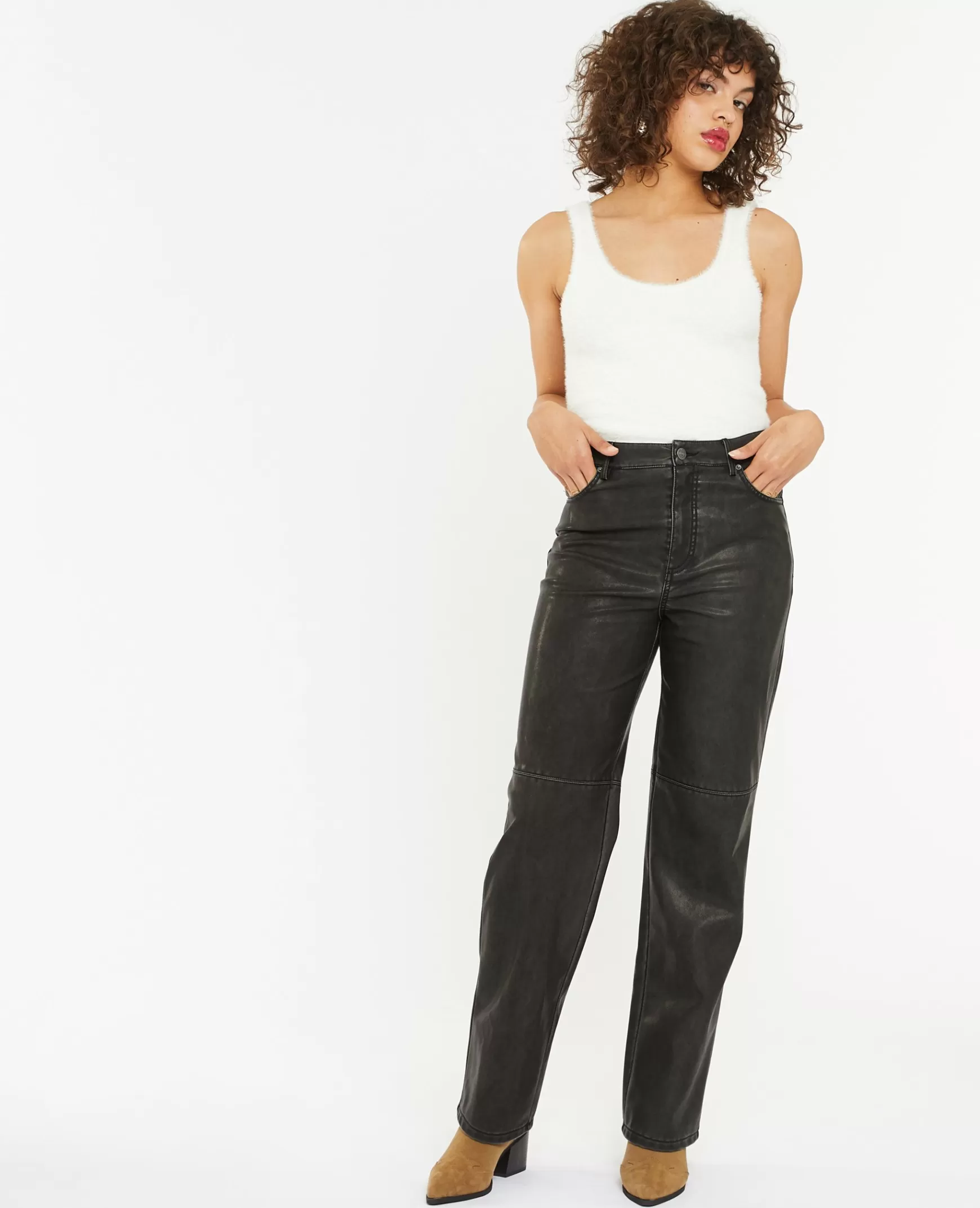 Pimkie Pantalon droit en simili - Gris fonc Grisfonc Store