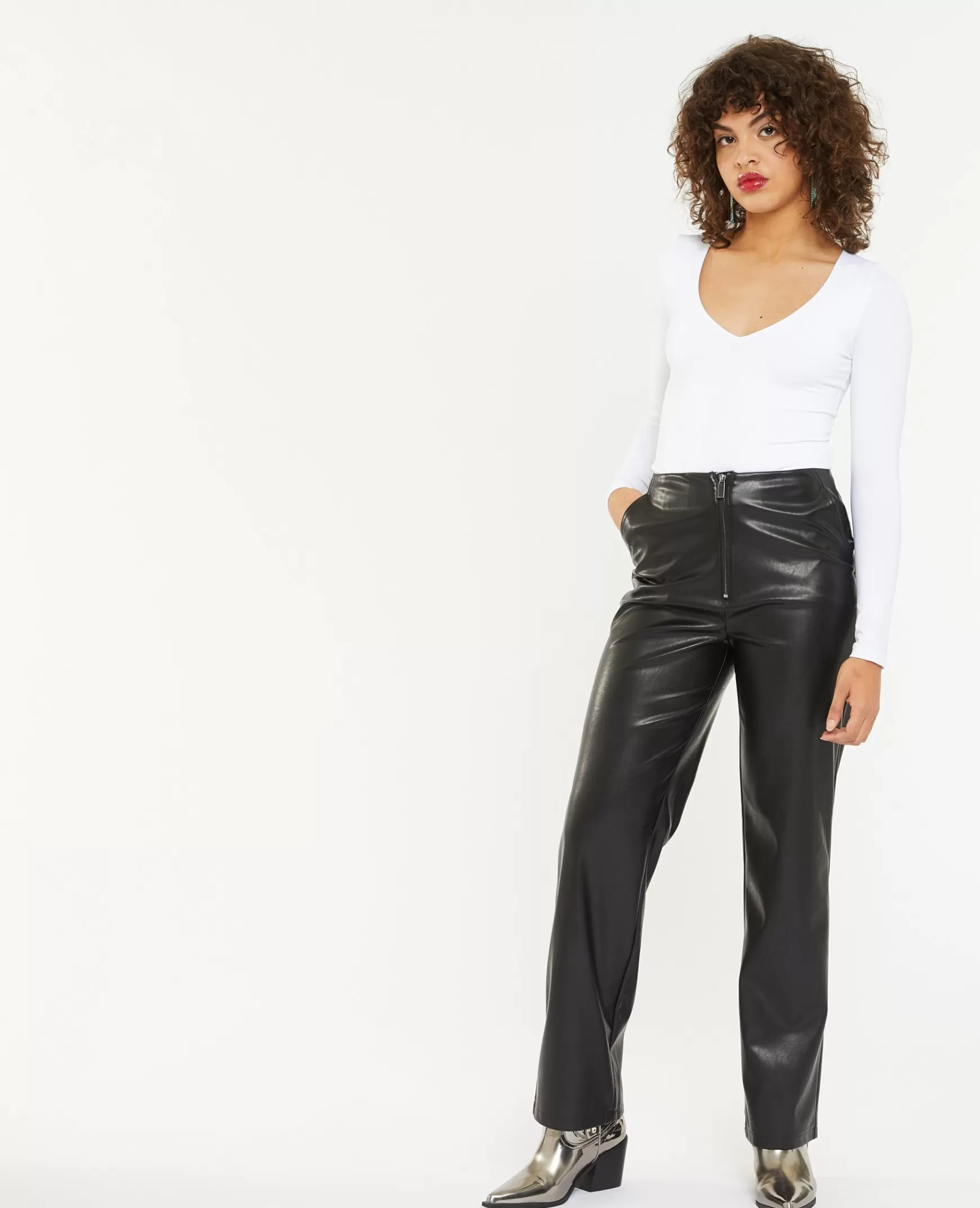 Pimkie Pantalon droit en simili - Noir Outlet