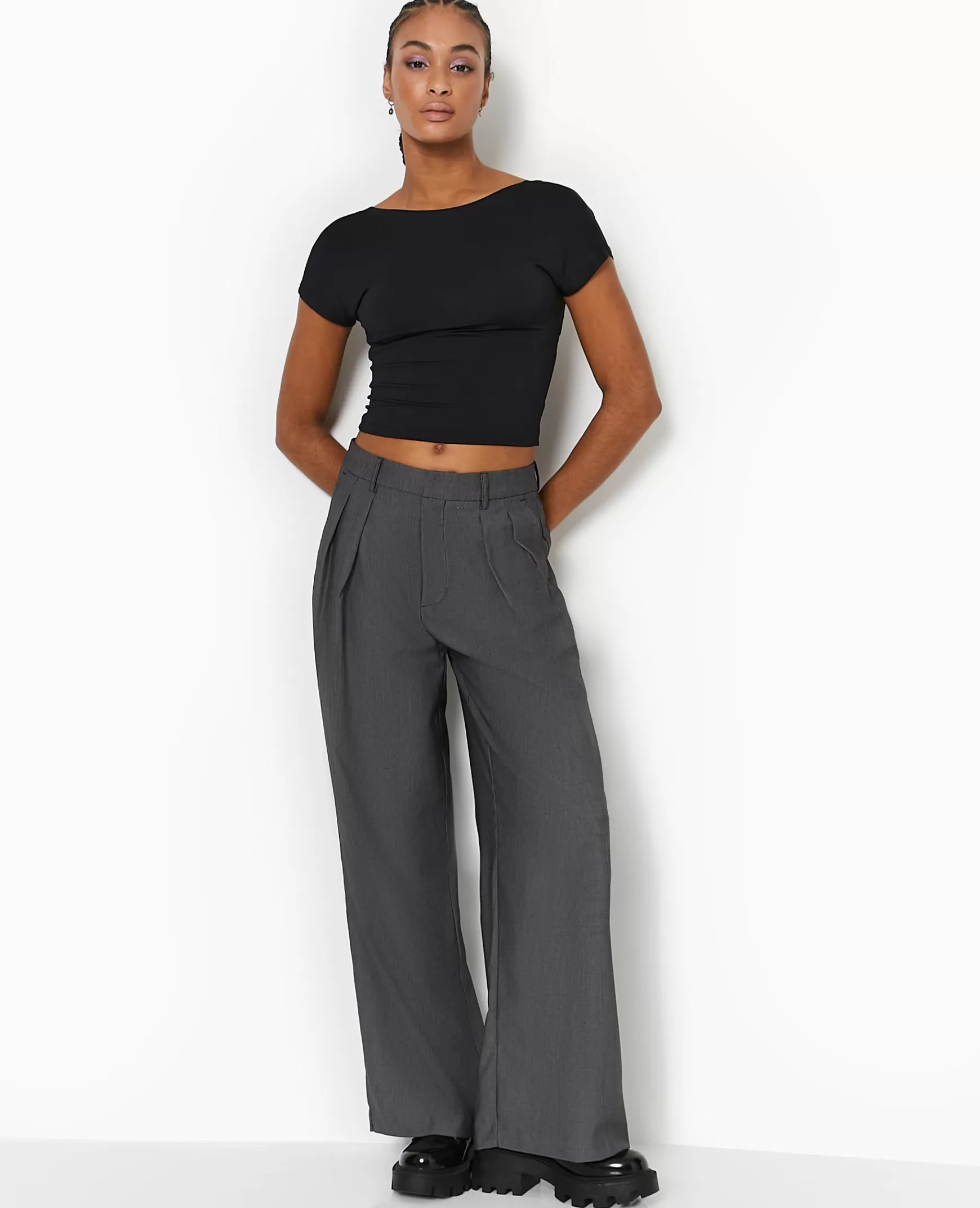 Pimkie Pantalon droit et large avec pinces - Gris fonc Grisfonc Best