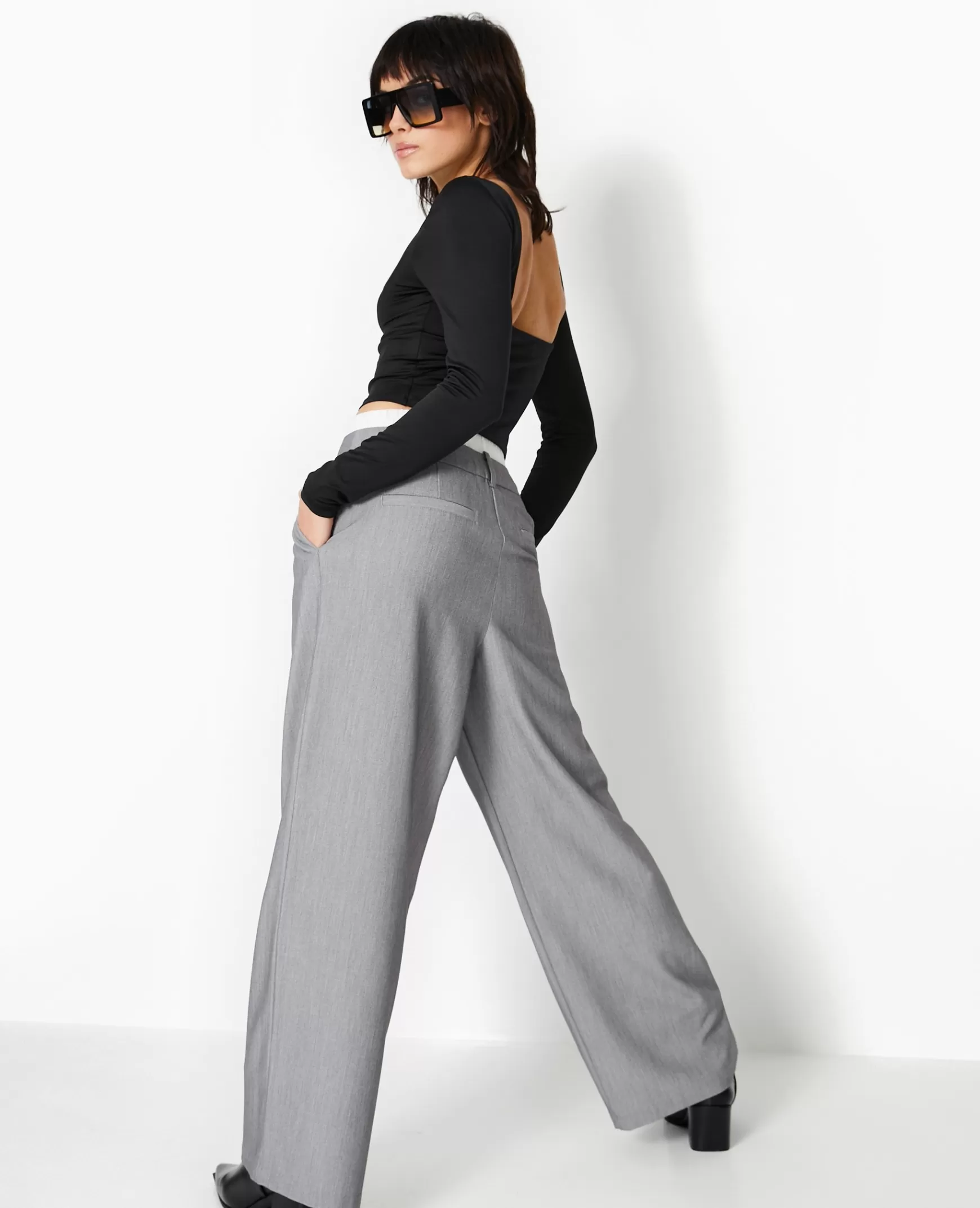 Pimkie Pantalon large avec effet caleçon apparent - Gris Cheap