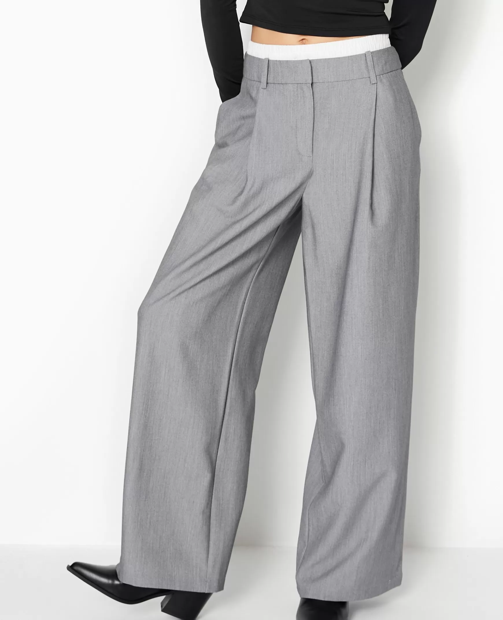 Pimkie Pantalon large avec effet caleçon apparent - Gris Cheap