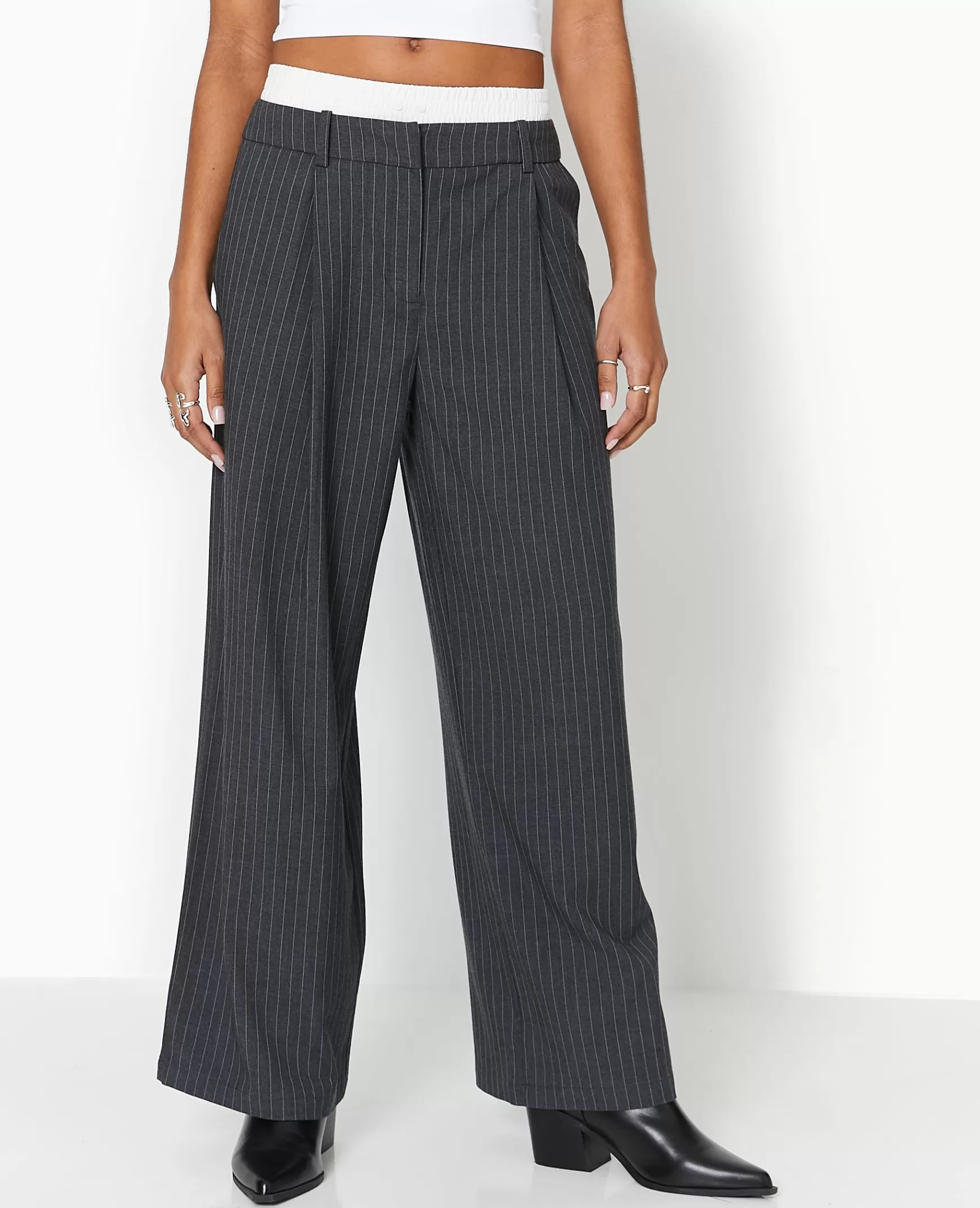 Pimkie Pantalon large avec effet caleçon apparent - Gris fonc Grisfonc Flash Sale