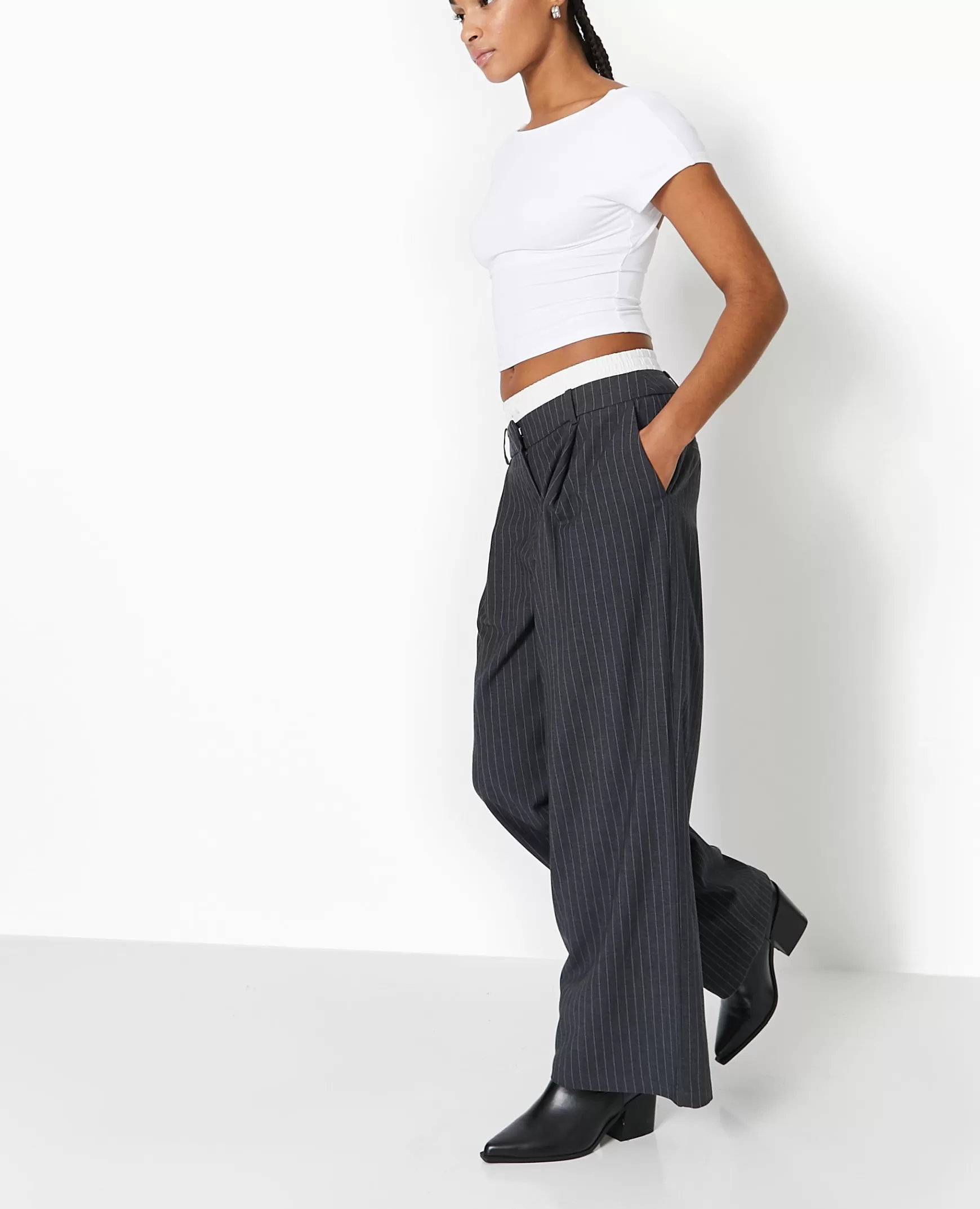 Pimkie Pantalon large avec effet caleçon apparent - Gris fonc Grisfonc Flash Sale