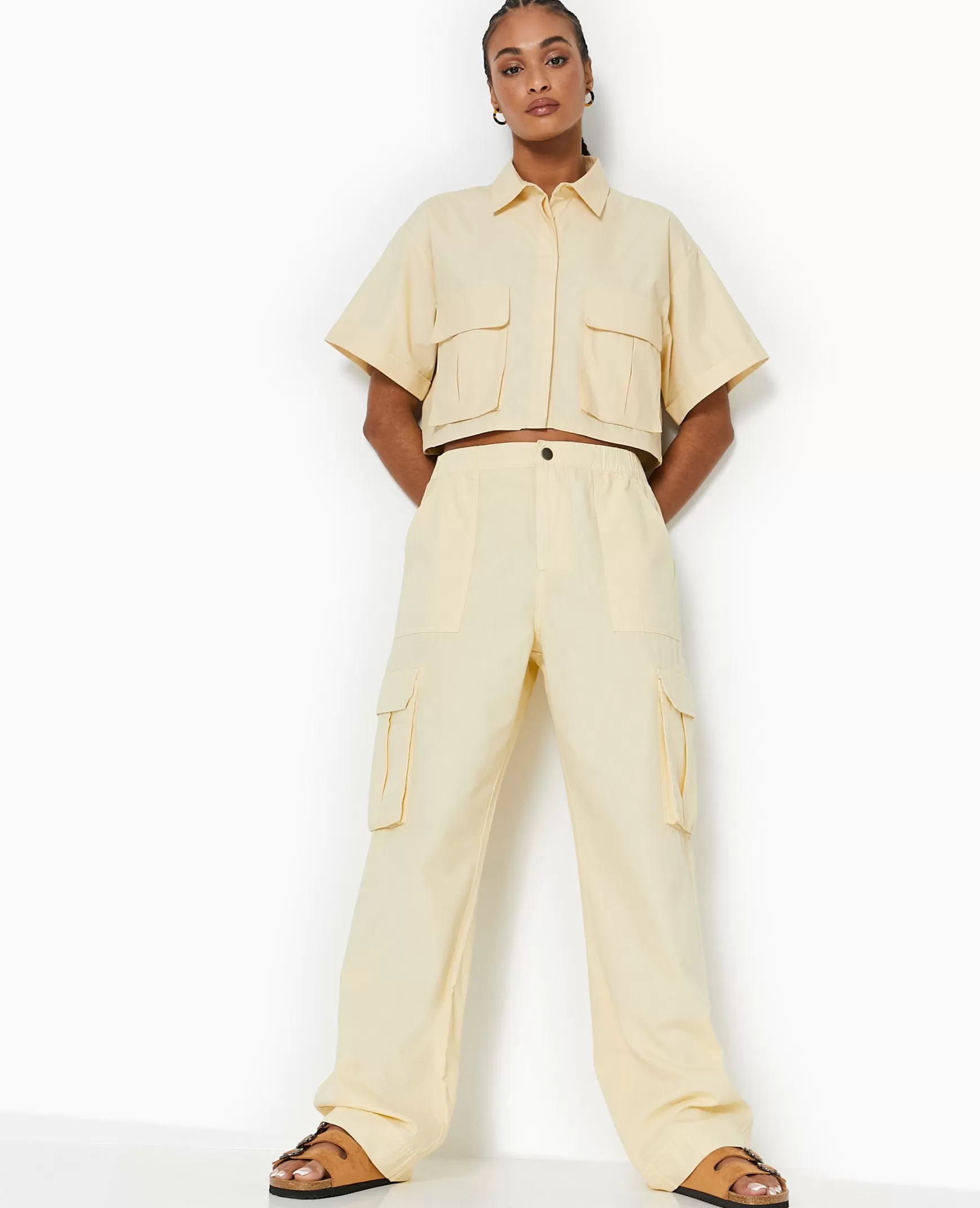 Pimkie Pantalon large cargo - Beige New