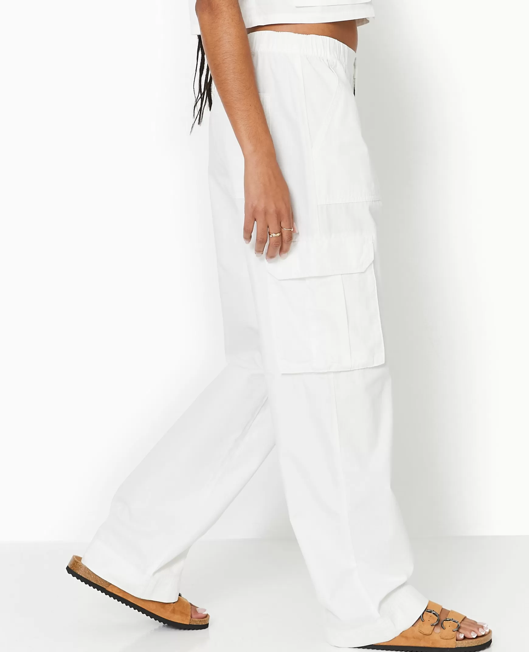 Pimkie Pantalon large cargo - Blanc Cheap