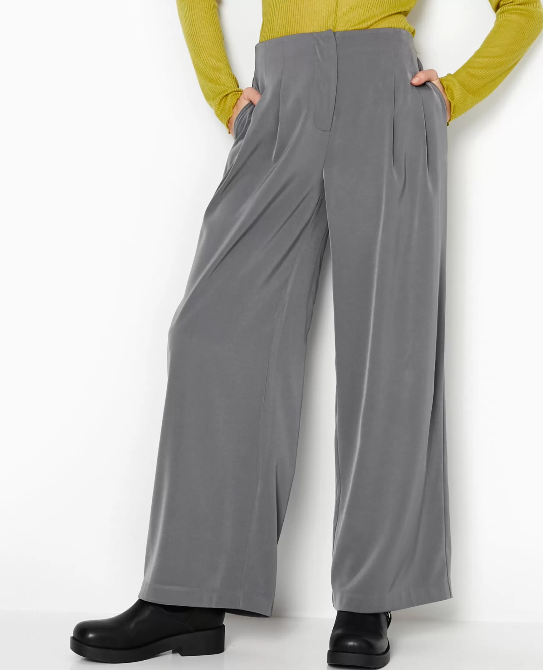 Pimkie Pantalon large taille basse avec pinces - Gris Cheap