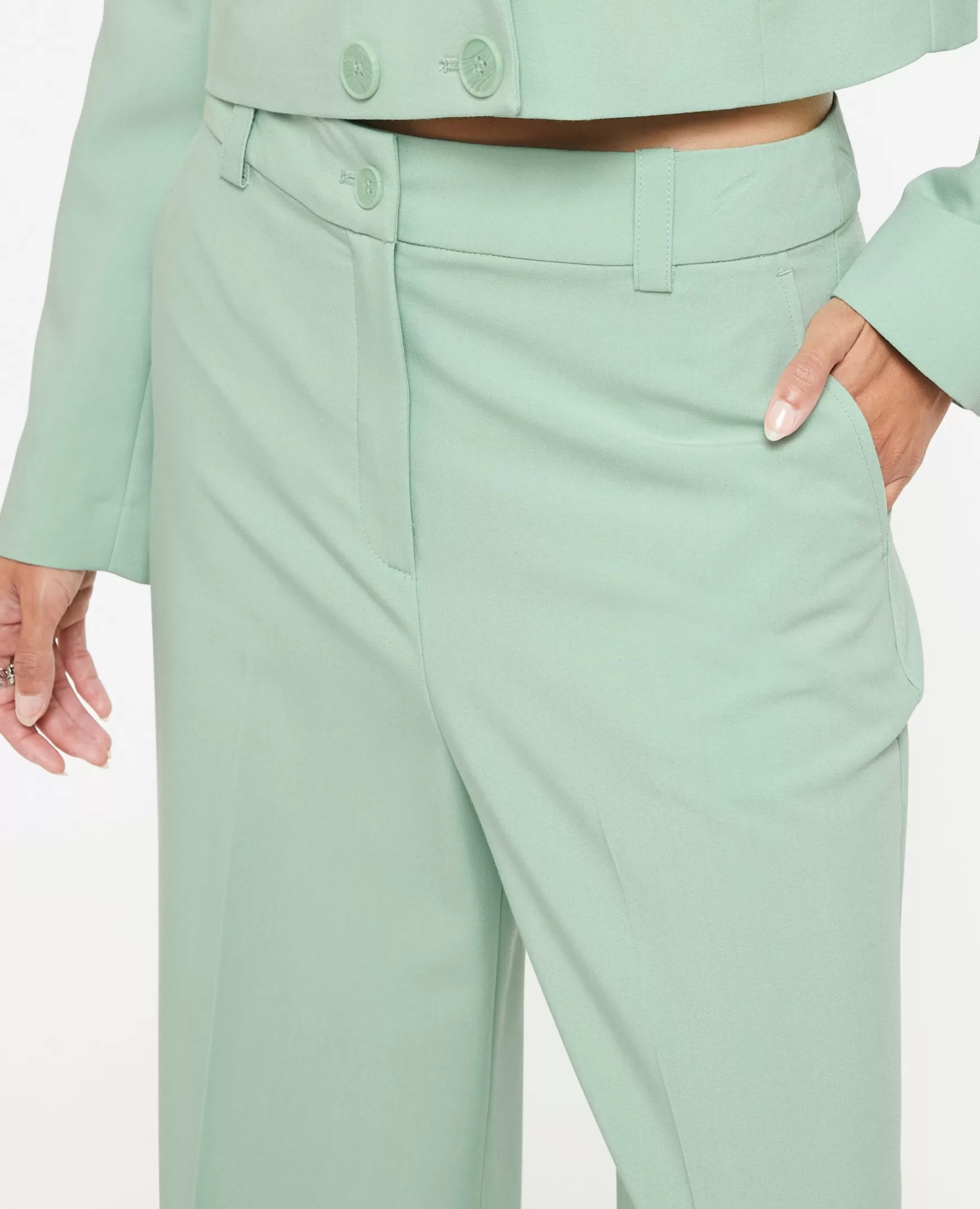 Pimkie Pantalon large taille haute - Vert olive Vertolive Cheap