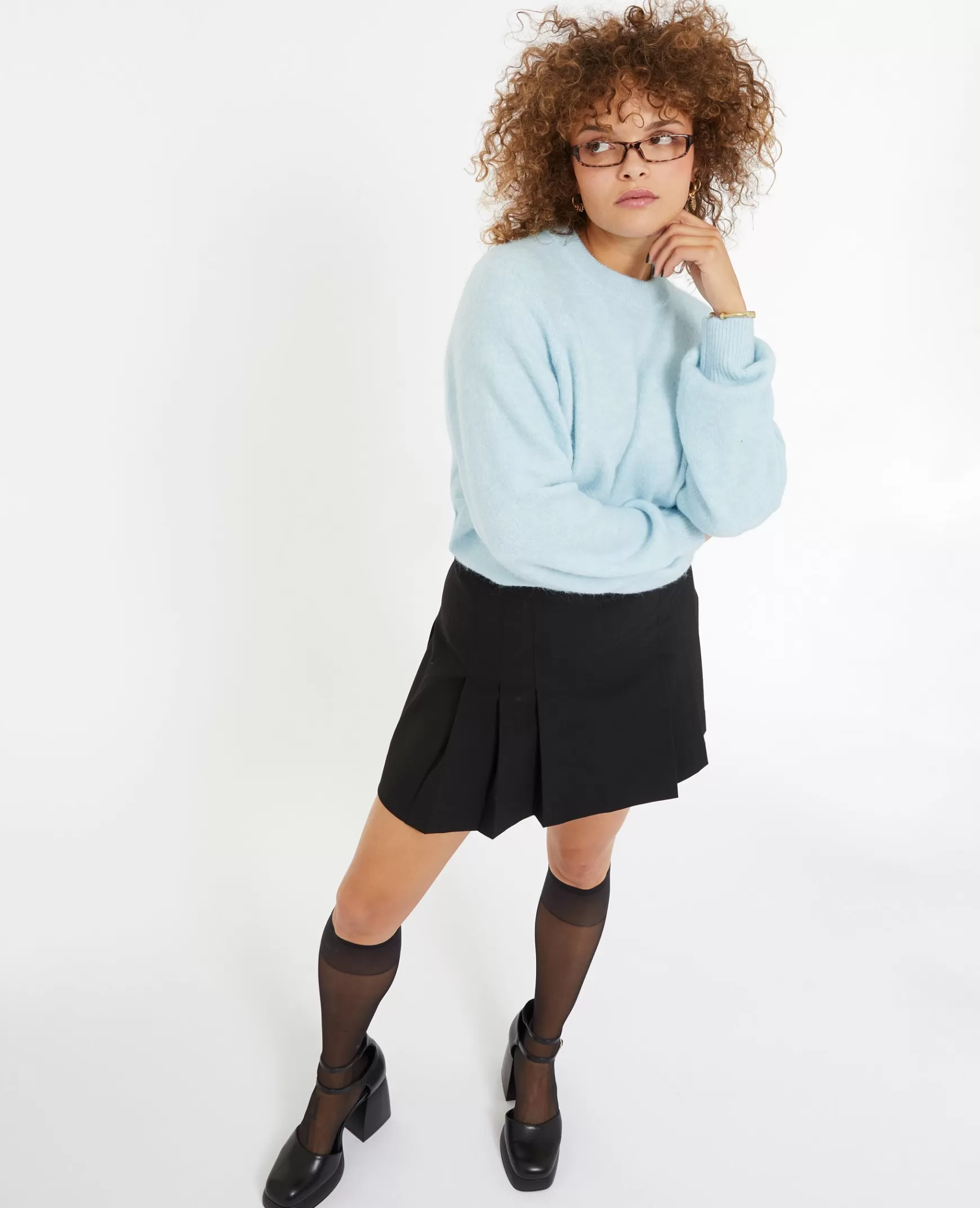 Pimkie Pull col rond avec laine - Bleu clair Bleuclair Clearance