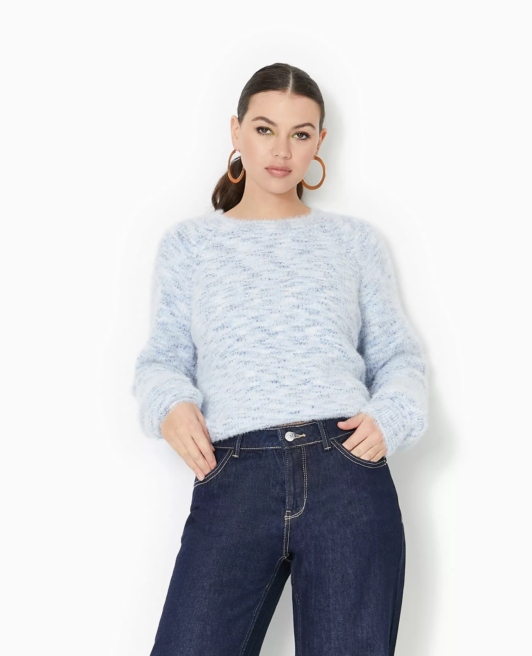 Pimkie Pull col rond maille fluffy - Bleu clair Bleuclair Outlet