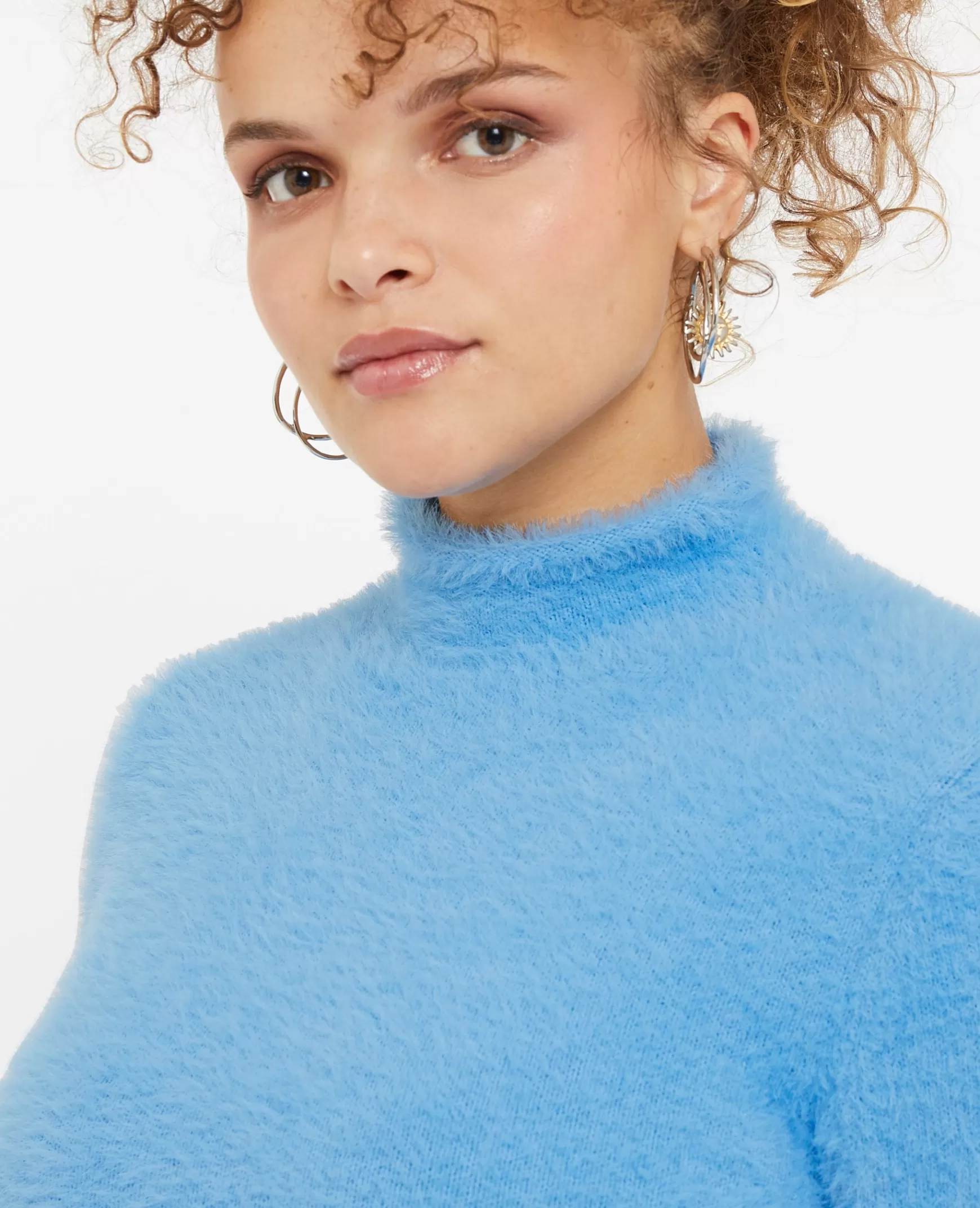 Pimkie Pull cropped en maille fluffy et poilue - Bleu Cheap