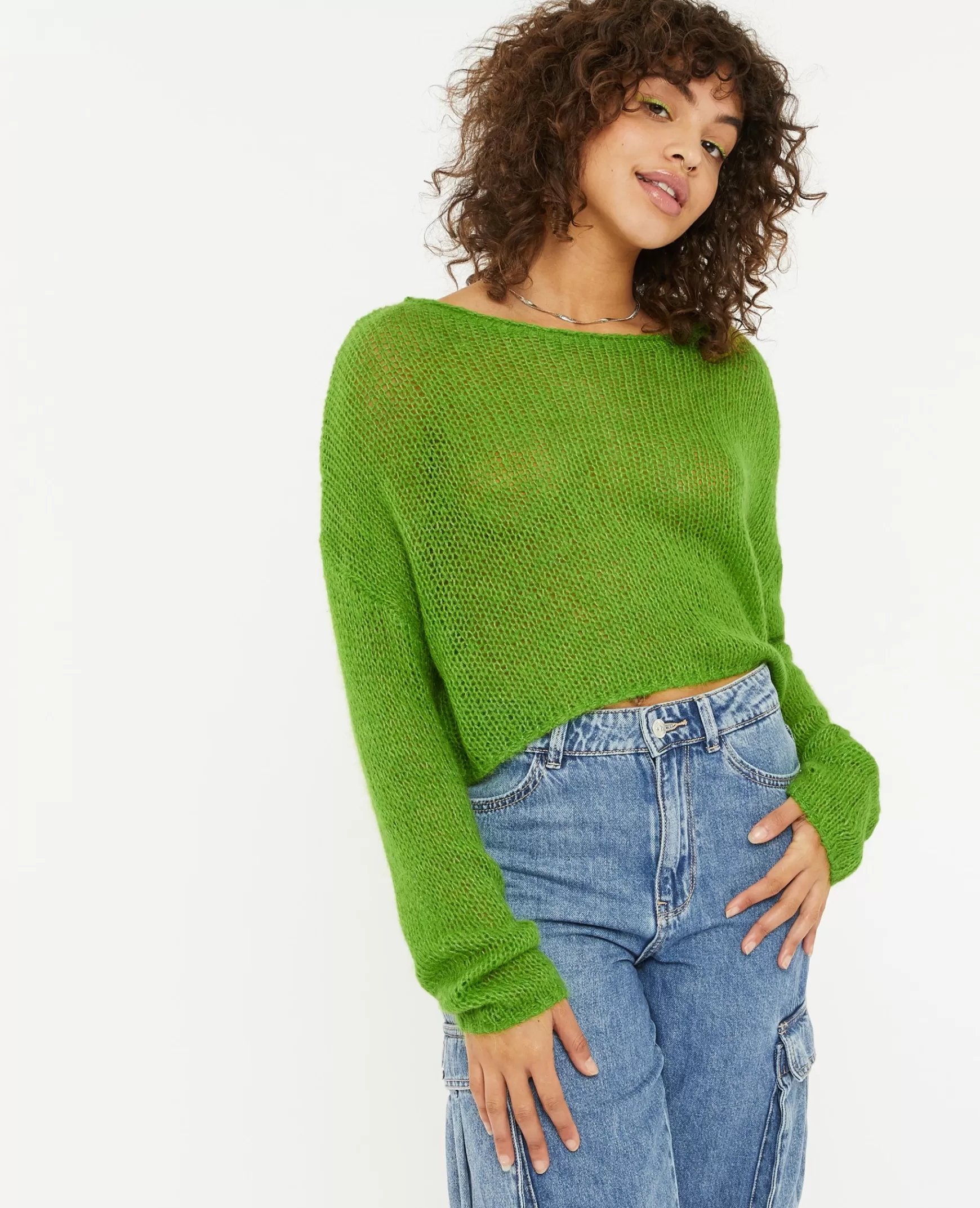 Pimkie Pull cropped en maille transparente - Vert kaki Vertkaki Sale