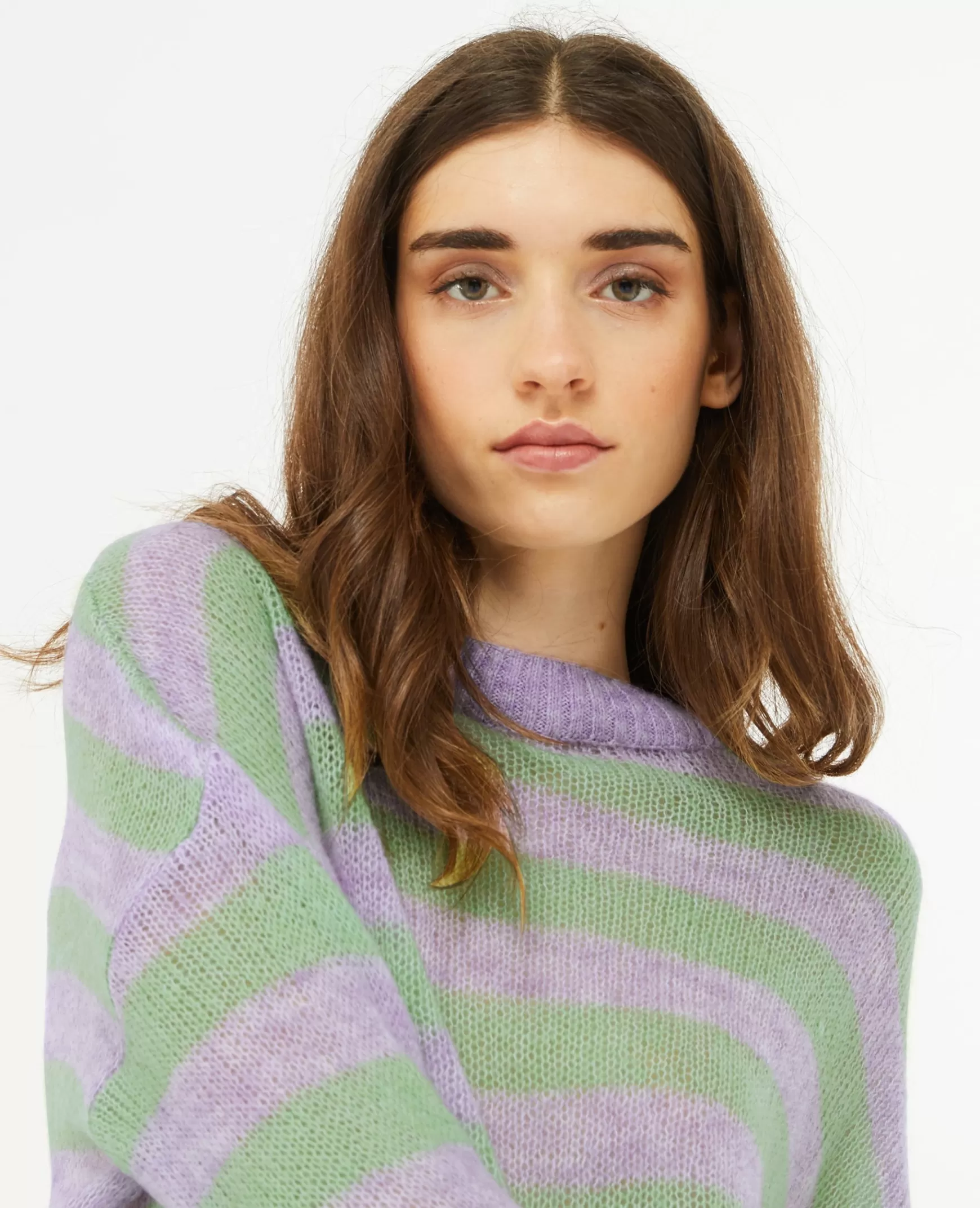 Pimkie Pull en maille lgère raye - Violet Cheap