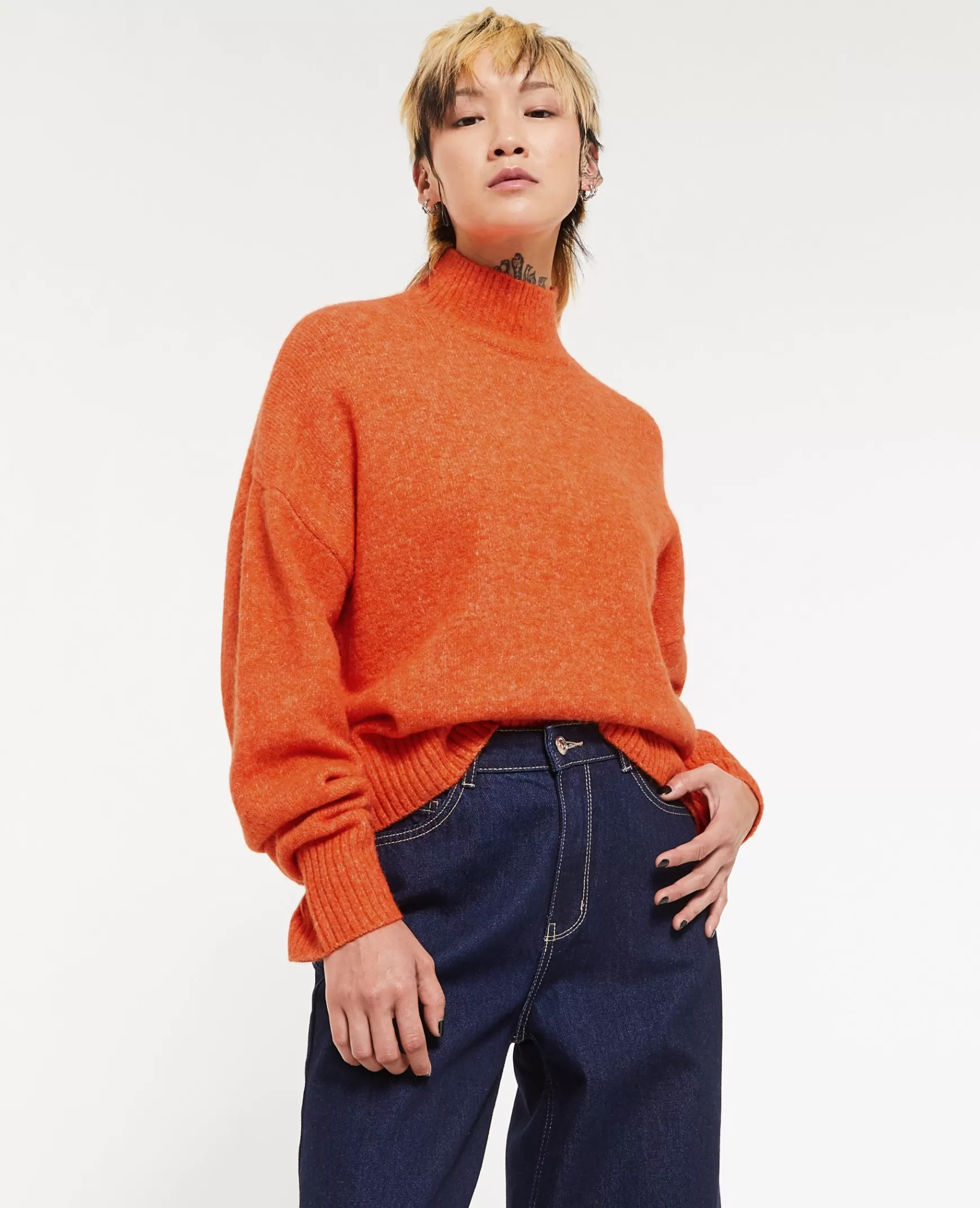 Pimkie Pull oversize col montant - Orange Best