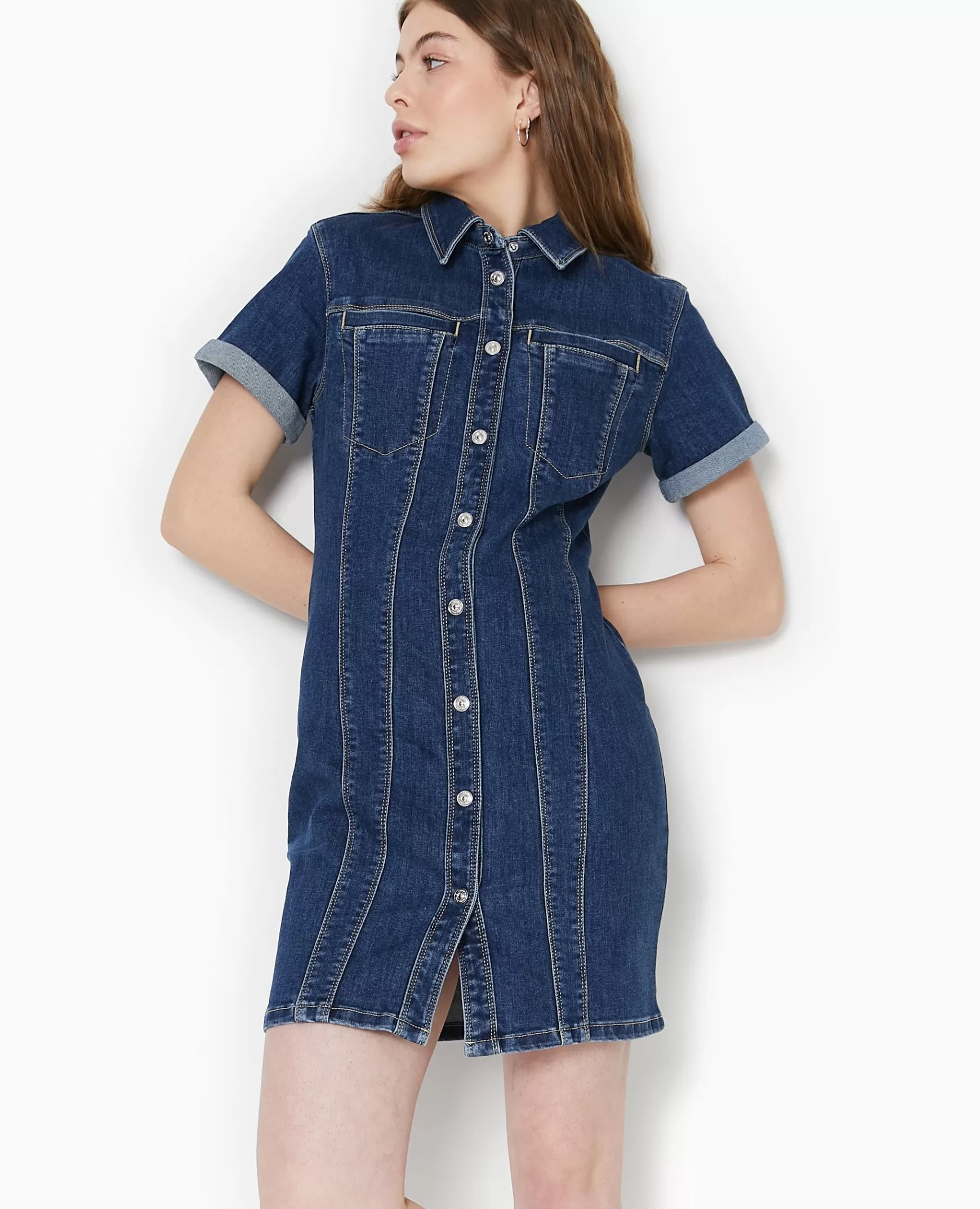 Pimkie Robe courte et moulante en jean - Bleu Flash Sale