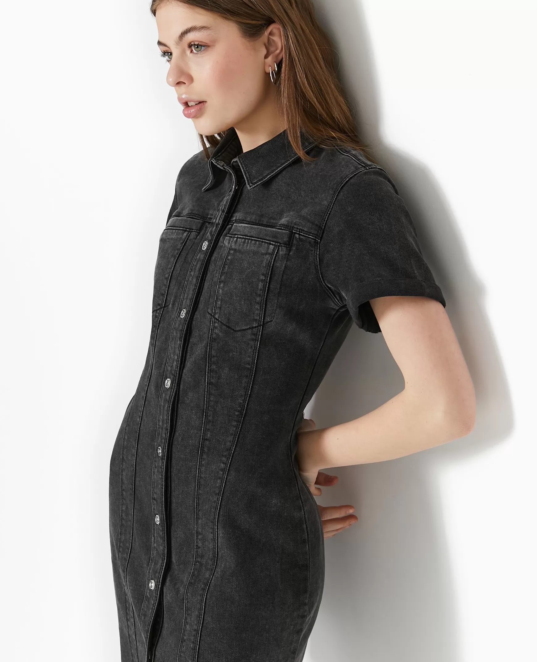 Pimkie Robe courte et moulante en jean - Noir Hot