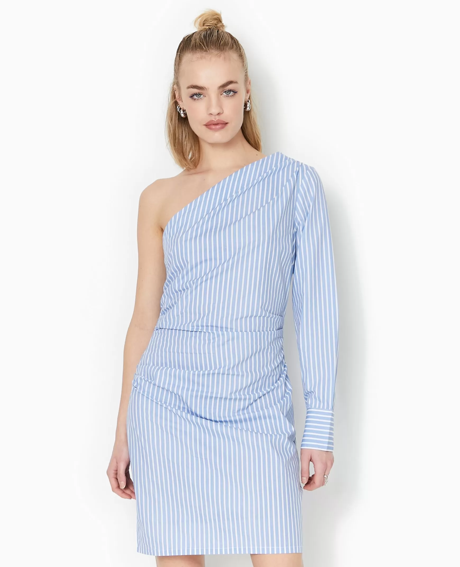 Pimkie Robe courte one shoulder raye - Bleu Cheap