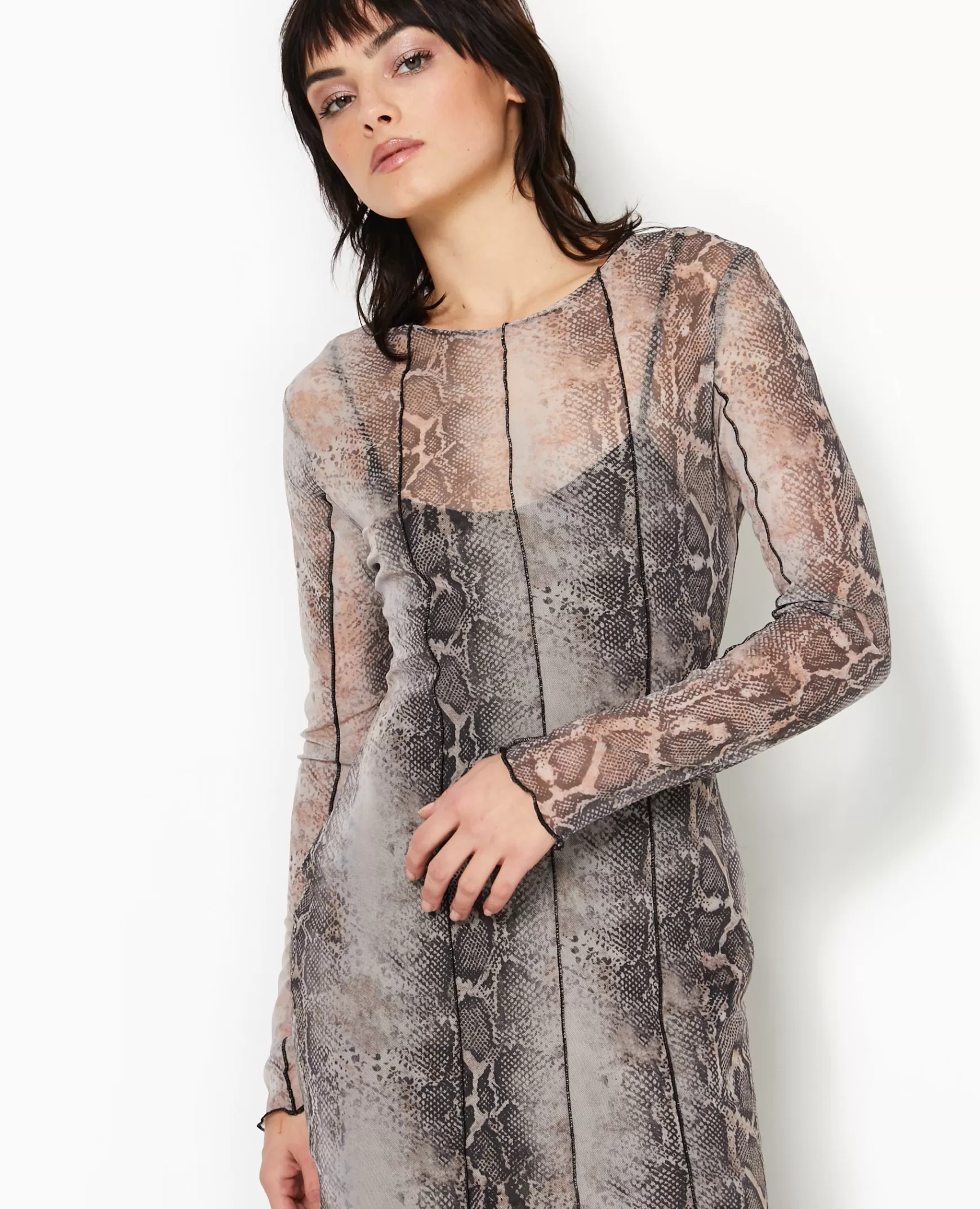 Pimkie Robe longue en tulle motif python - Beige Sale