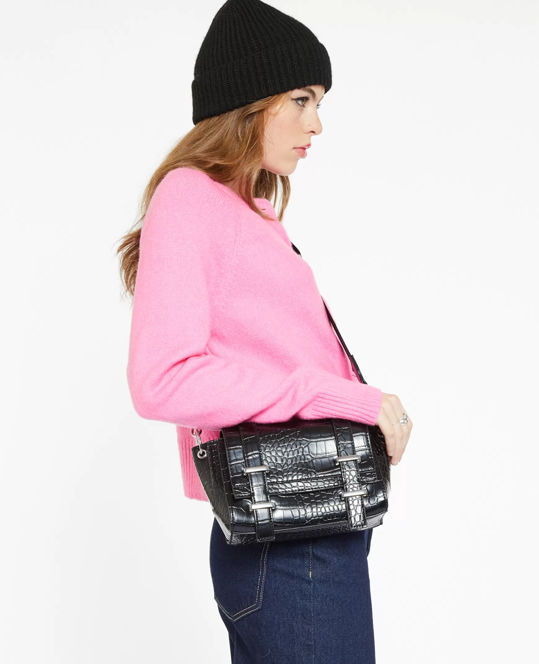 Pimkie Sac boxy effet croco - Noir Store