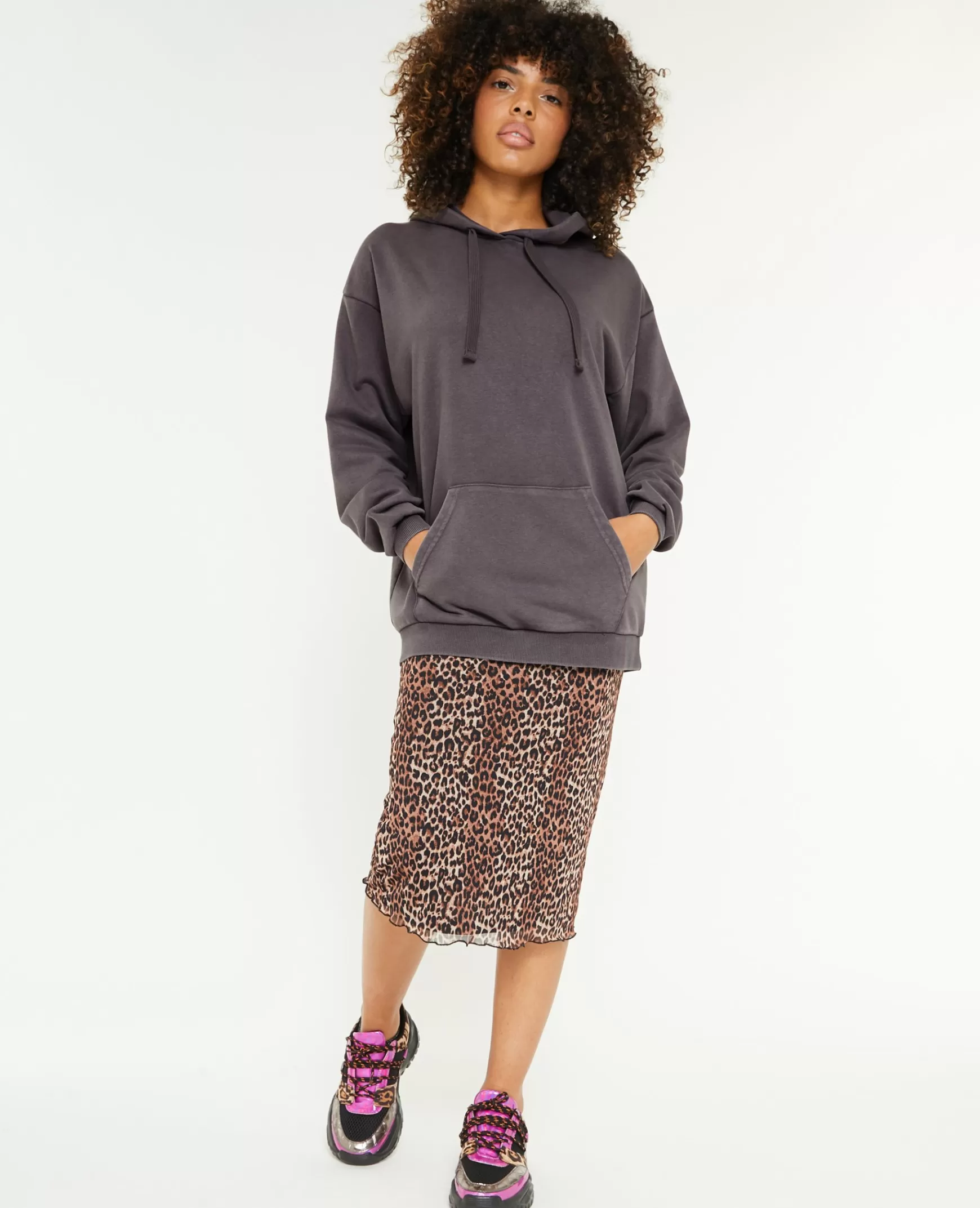 Pimkie Sweat capuche oversize effet lav - Gris fonc Grisfonc Outlet