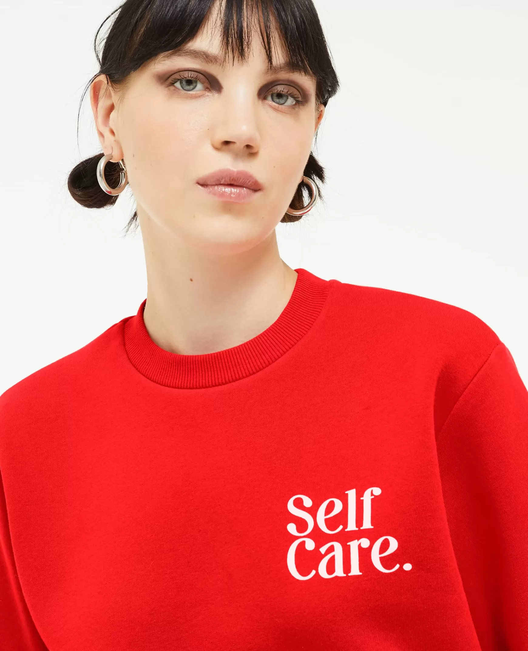 Pimkie Sweat col rond avec print - Rouge Cheap