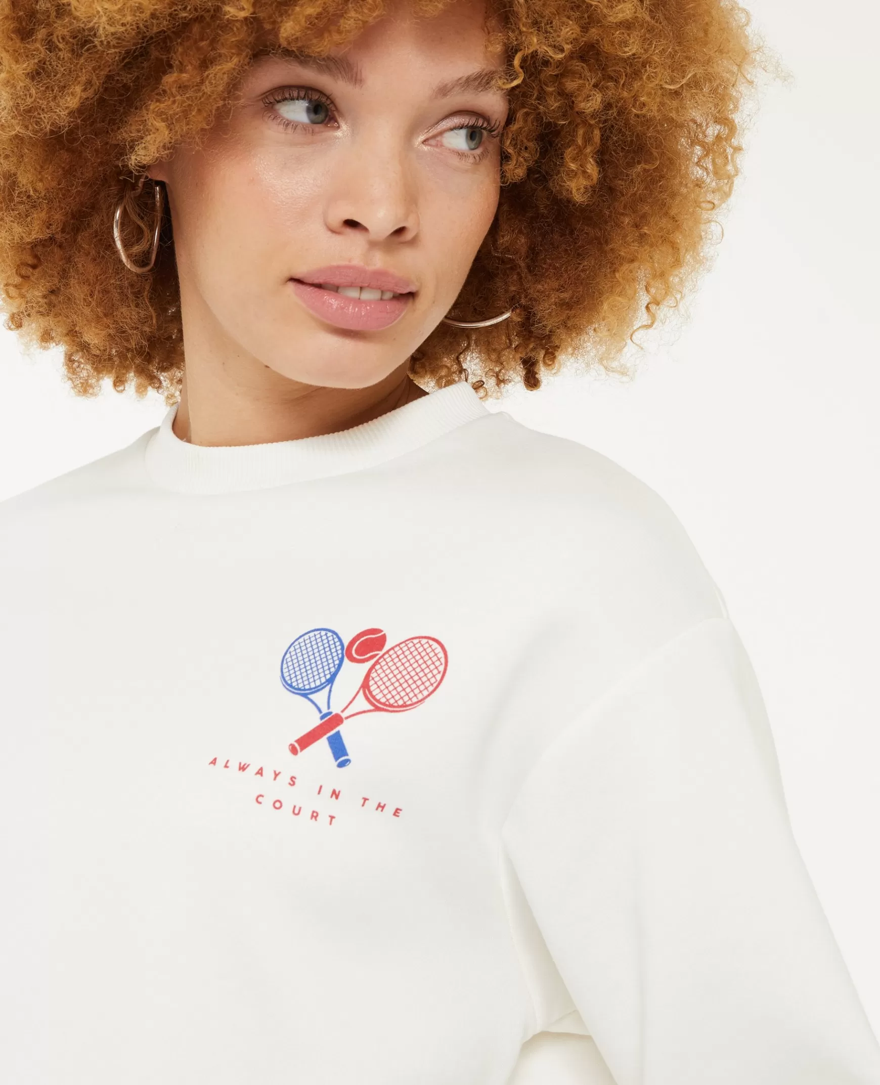 Pimkie Sweat col rond avec print poitrine et dos - Blanc Shop