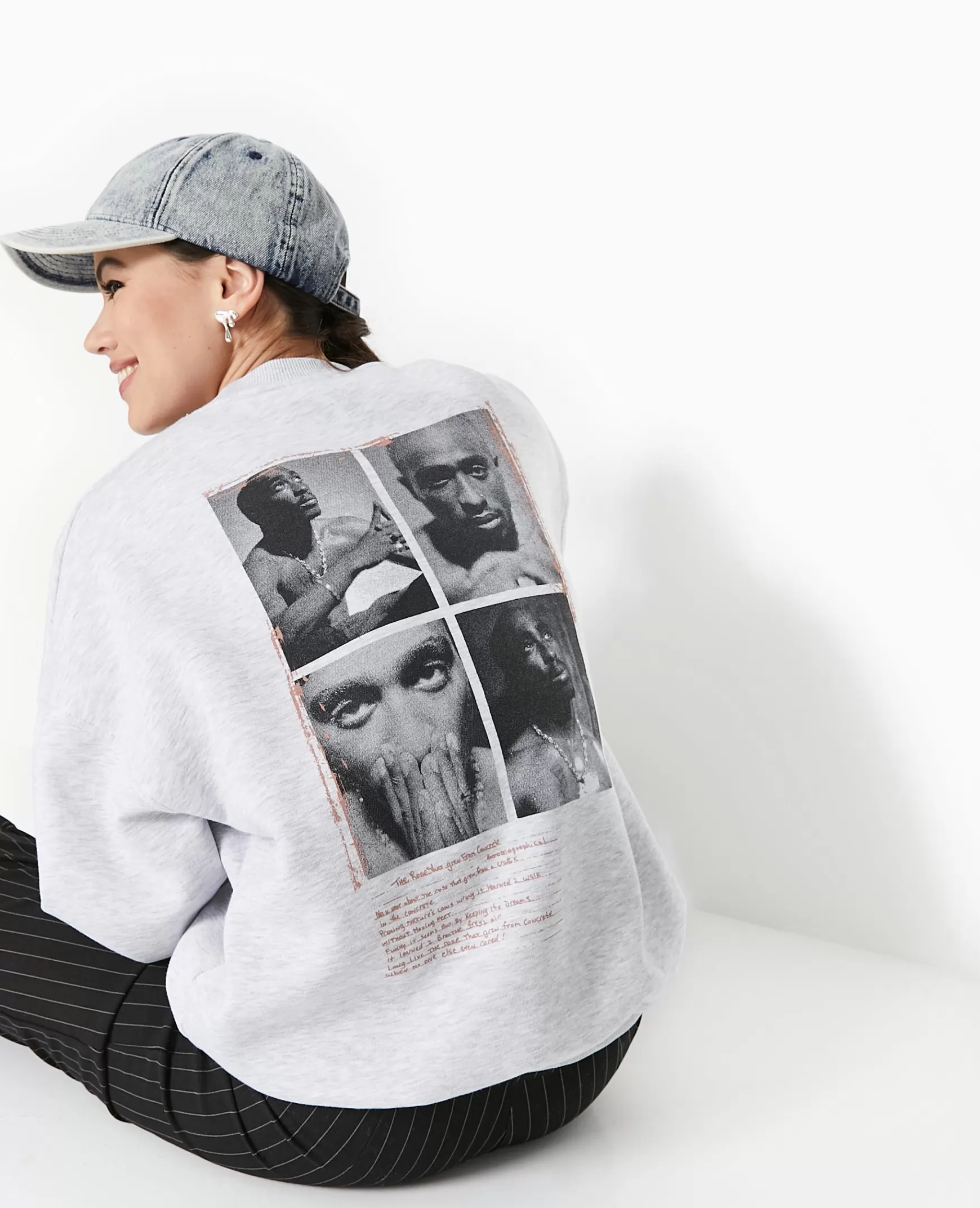 Pimkie Sweat col rond Tupac - Gris chin Grischin Hot