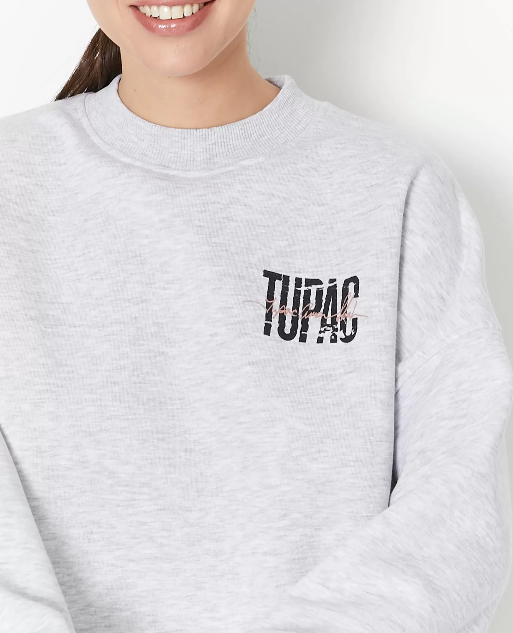 Pimkie Sweat col rond Tupac - Gris chin Grischin Hot