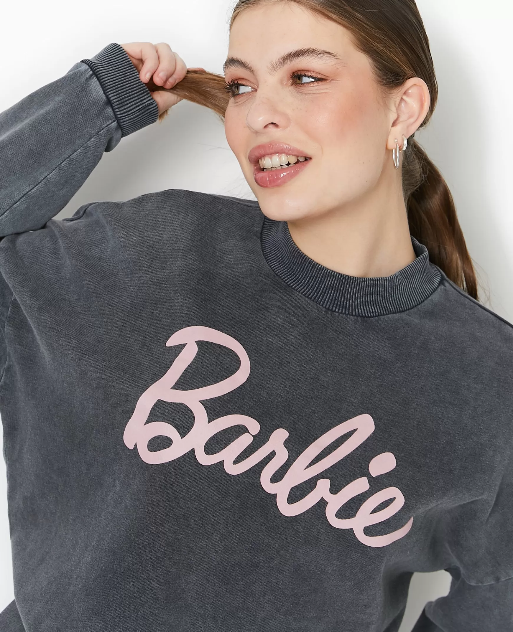 Pimkie Sweat effet dlav acid wash BARBIE - Gris fonc Grisfonc Flash Sale