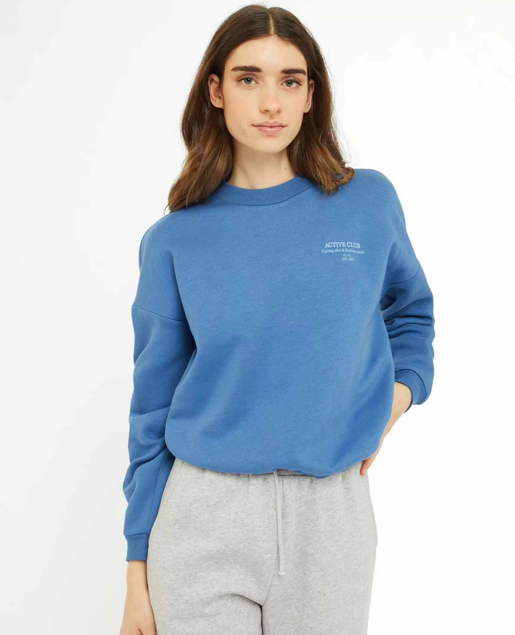 Pimkie Sweat oversize avec print devant et dos - Bleu fonc Bleufonc Online