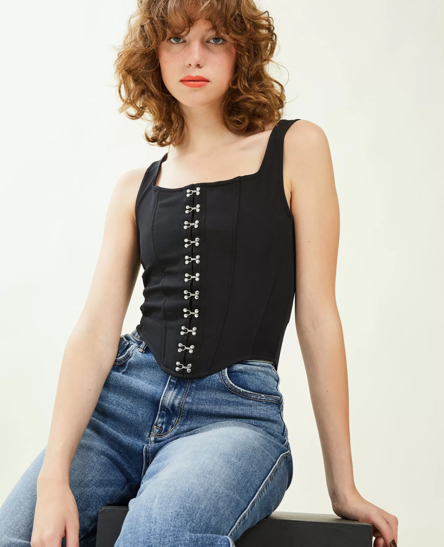 Pimkie Top à bretelles façon corset - Noir New