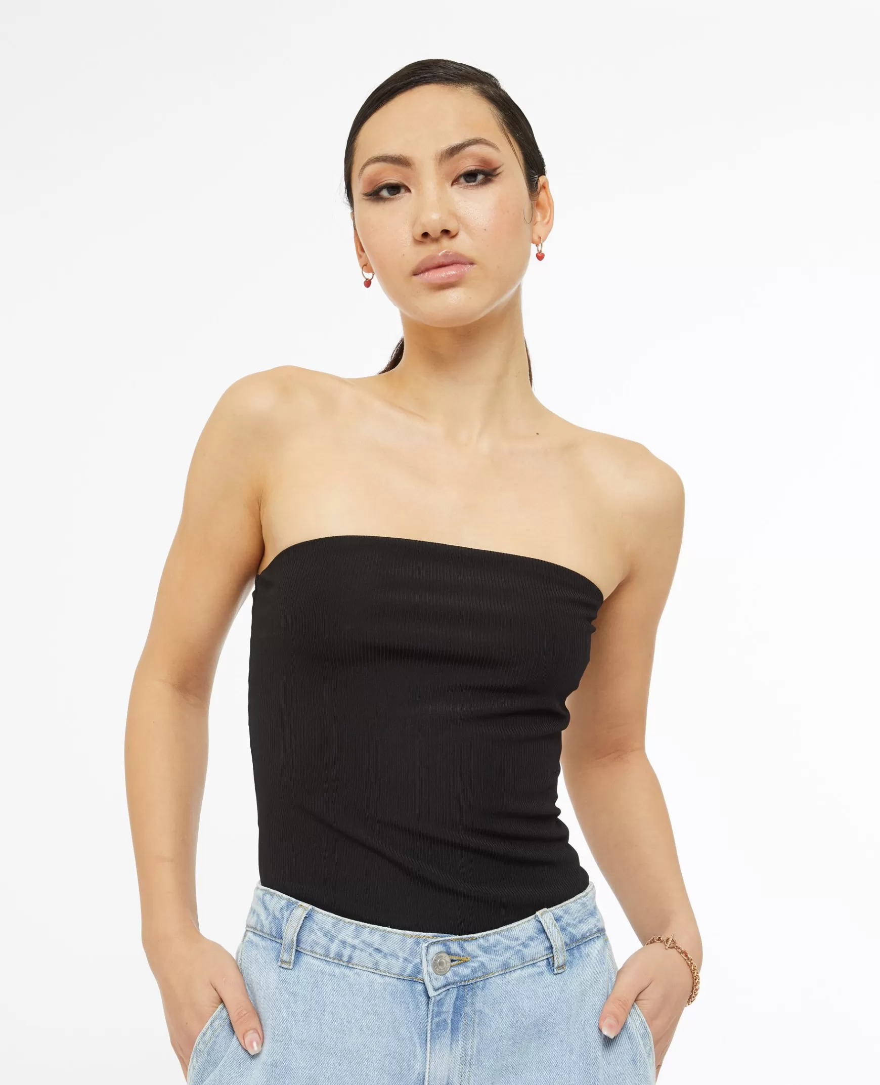 Pimkie Top bustier en maille côtele - Noir Cheap