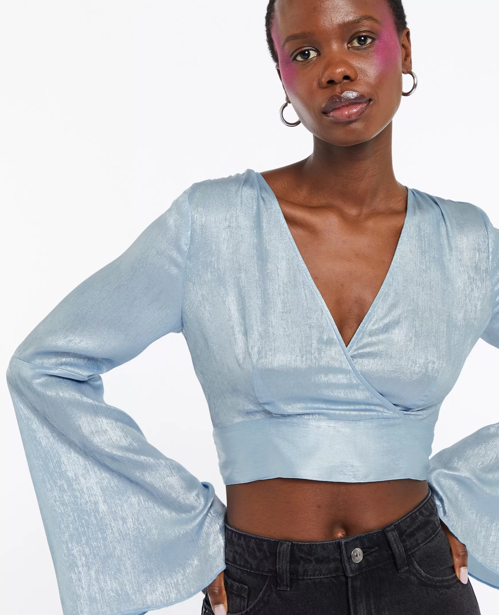 Pimkie Top court cache-cœur avec cut out dos - Bleu Online