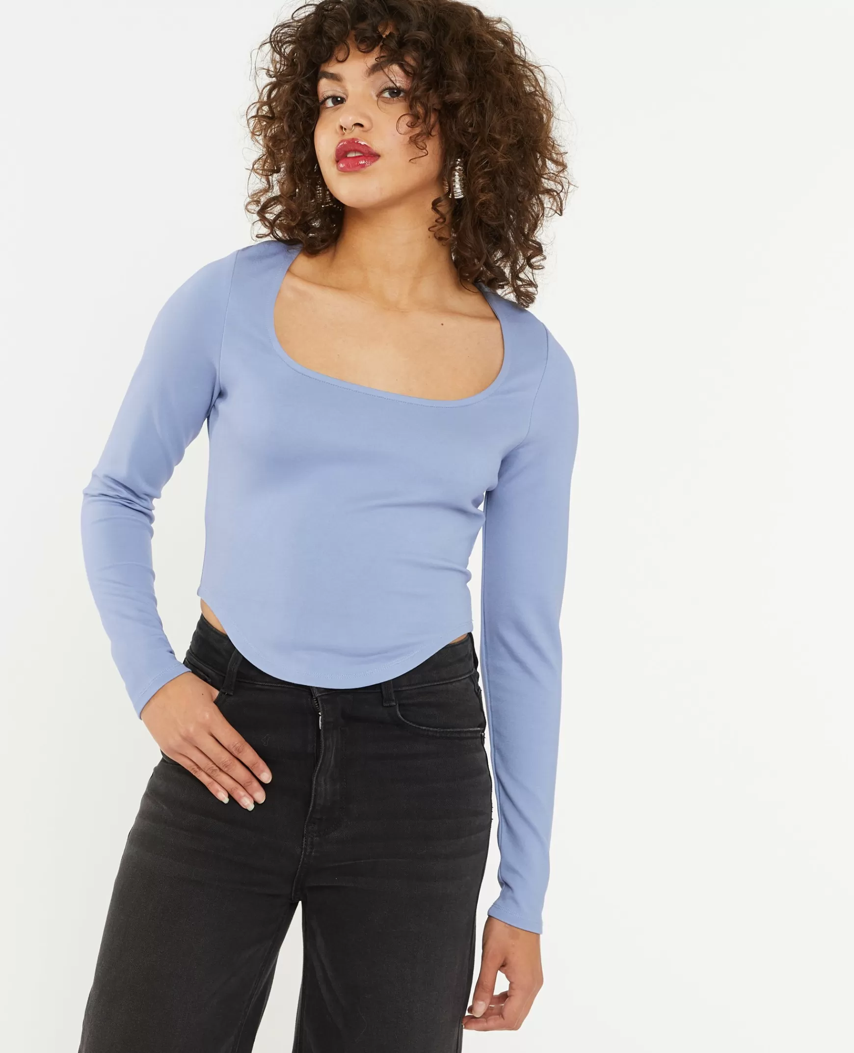 Pimkie Top court manches longues - Bleu Clearance