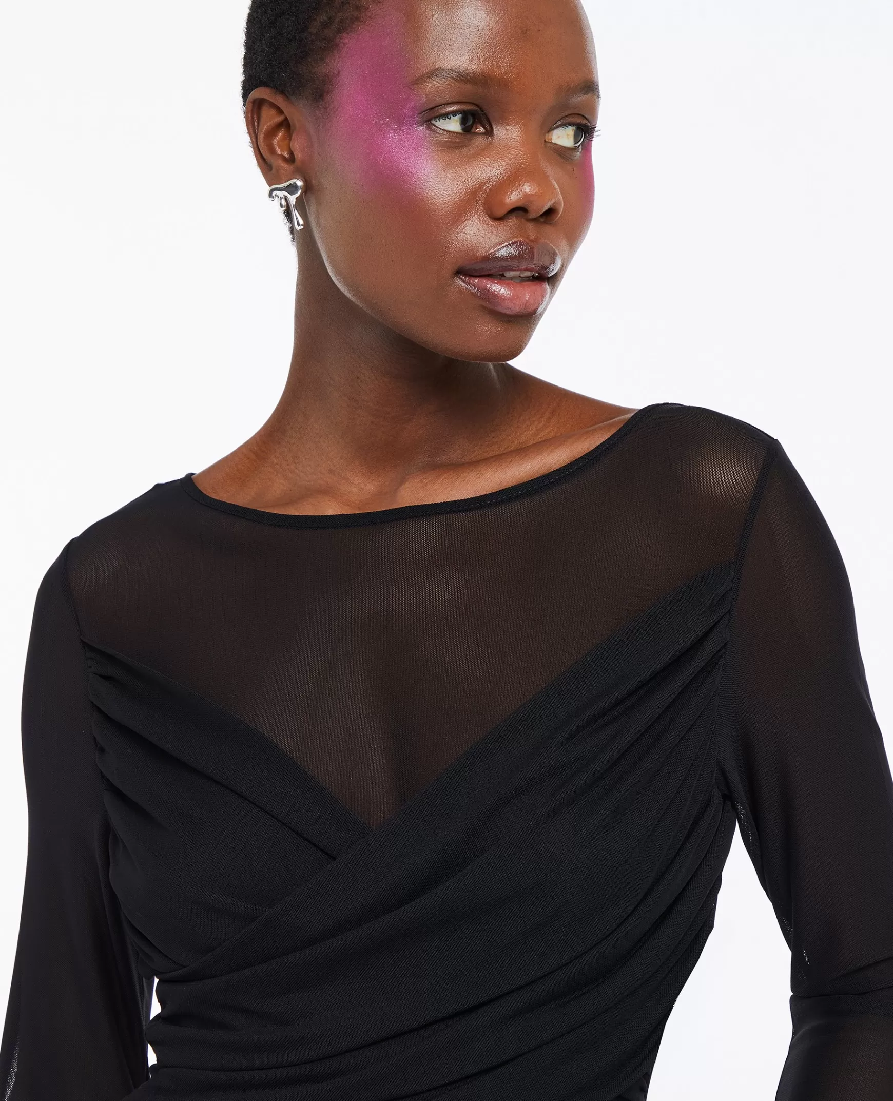 Pimkie Top en tulle avec drap crois - Noir Cheap