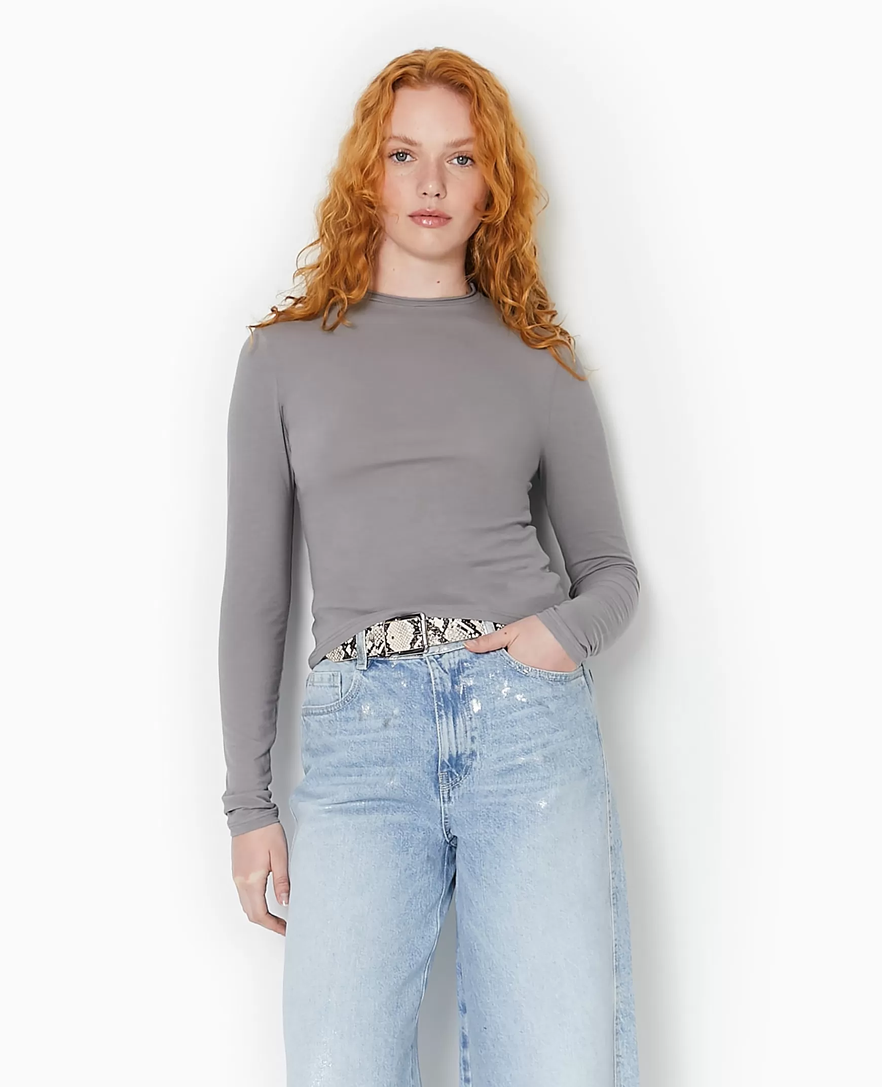 Pimkie Top manches longues col roulott - Gris Cheap