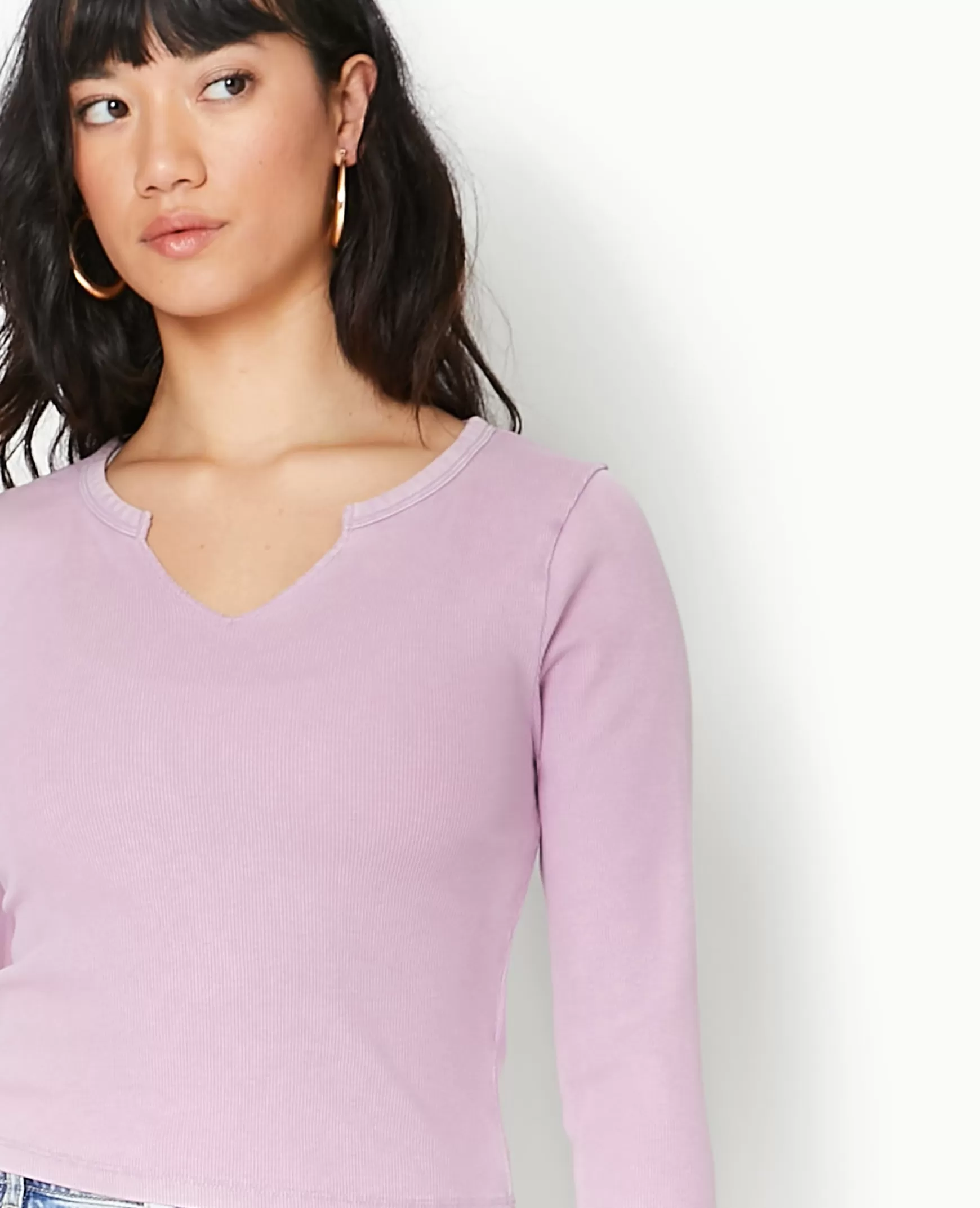 Pimkie Top manches longues en maille côtele - Rose Cheap