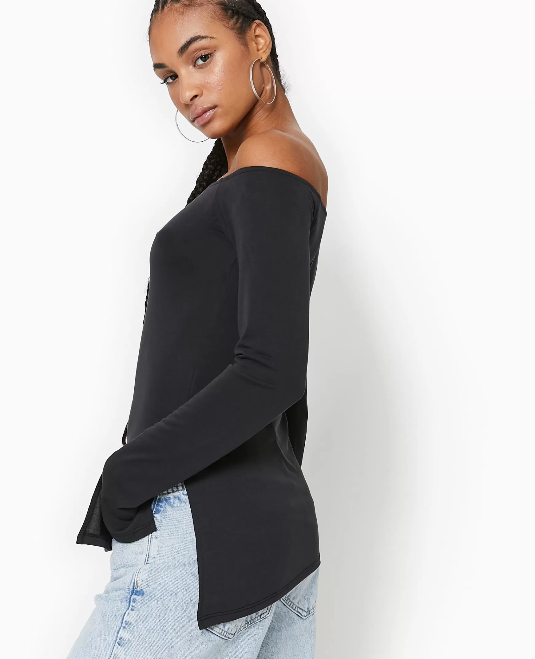 Pimkie Top manches longues encolure Bardot - Noir Flash Sale