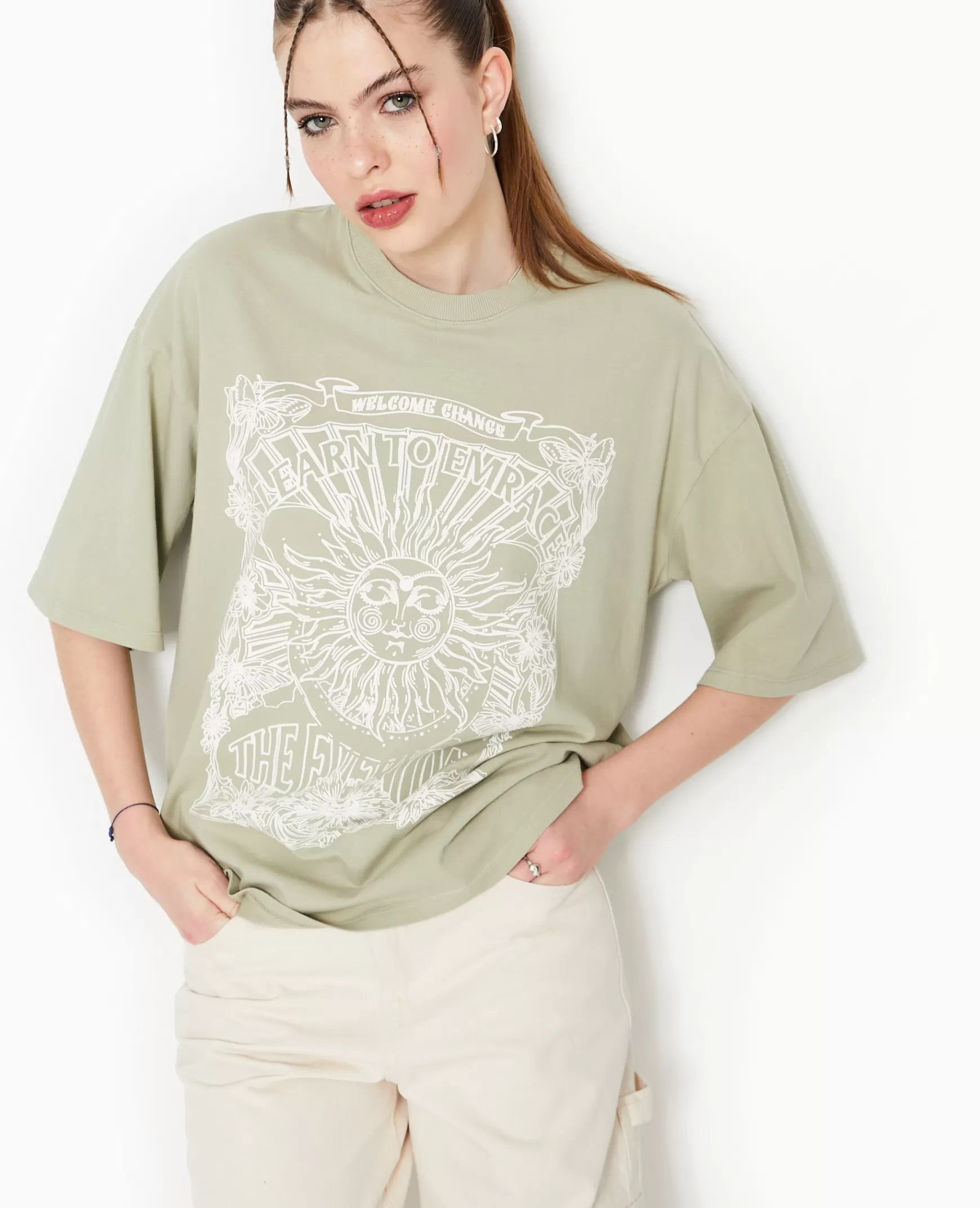 Pimkie T-shirt oversize avec print - Vert Shop