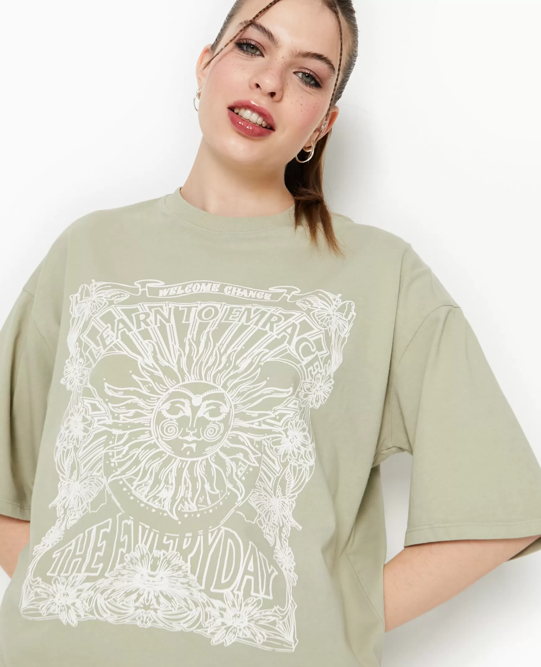 Pimkie T-shirt oversize avec print - Vert Shop