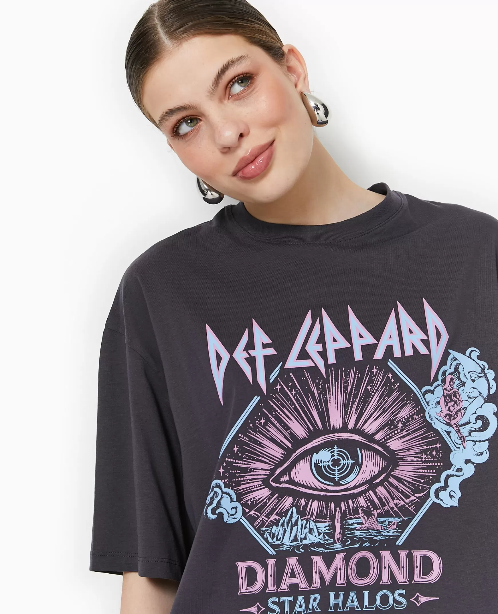 Pimkie T-shirt oversize DEF LEPPARD - Gris fonc Grisfonc Clearance