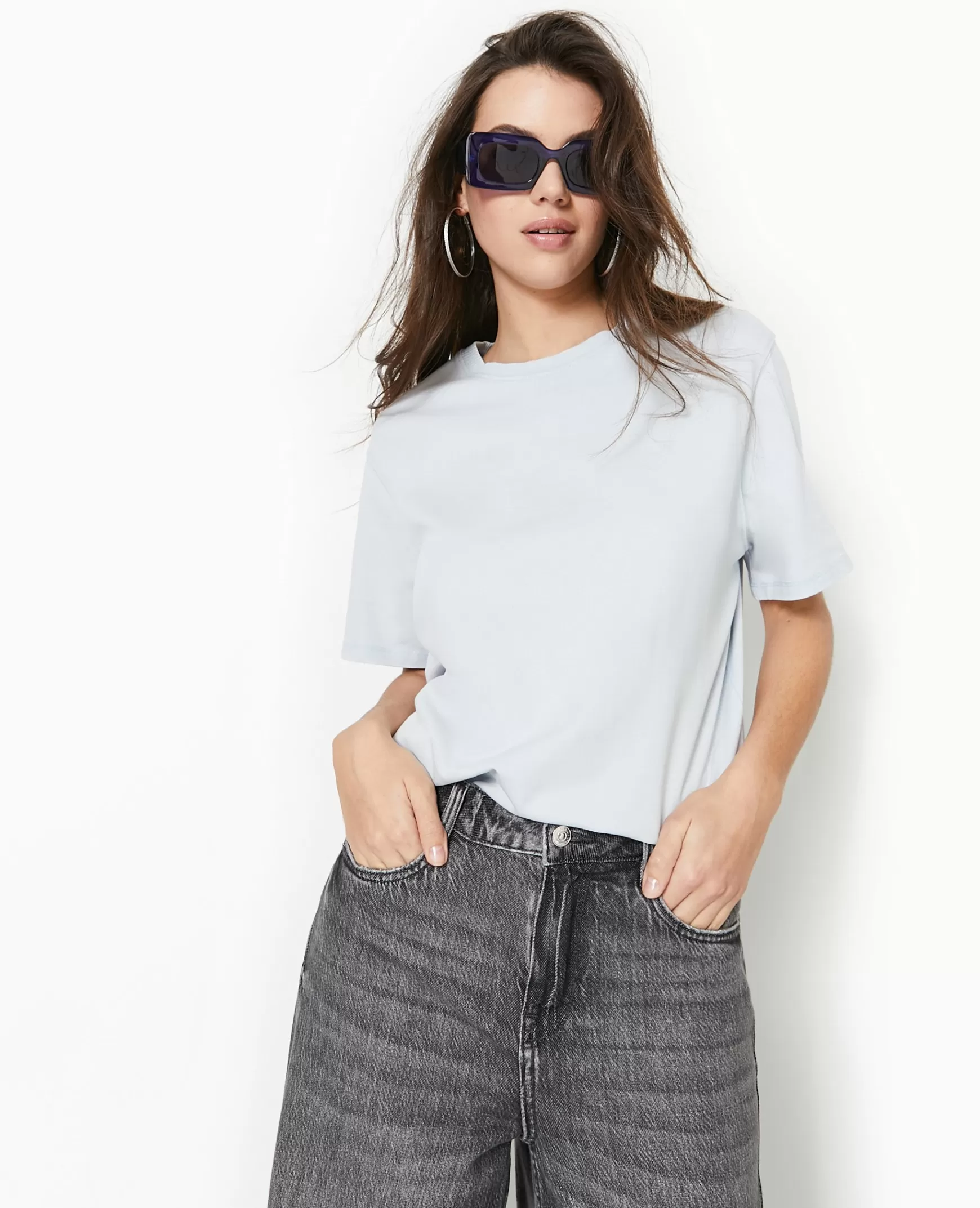 Pimkie T-shirt oversize effet dlav - Bleu Best