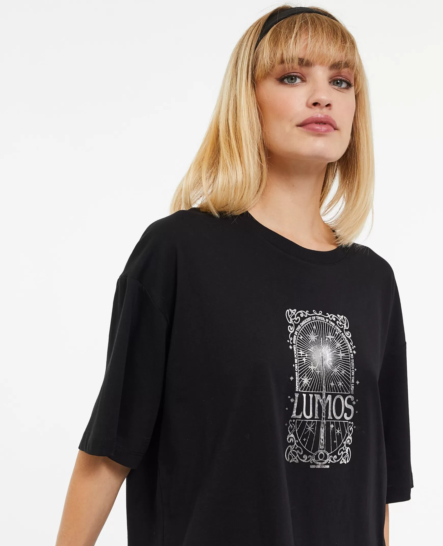 Pimkie T-shirt oversize Lumos Harry Potter - Noir Hot