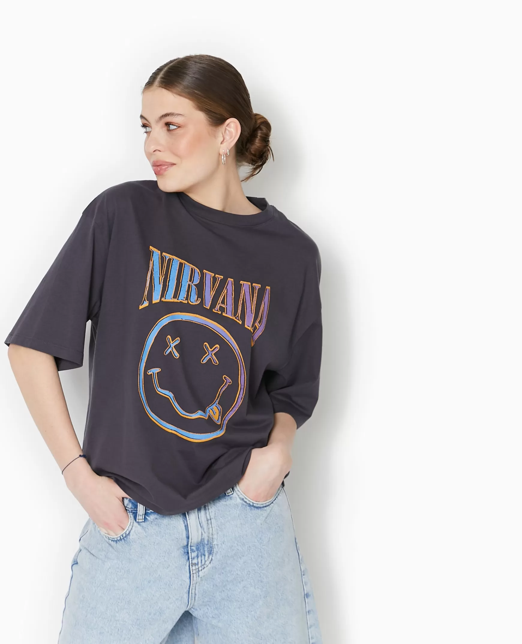 Pimkie T-shirt oversize NIRVANA - Gris fonc Grisfonc Discount