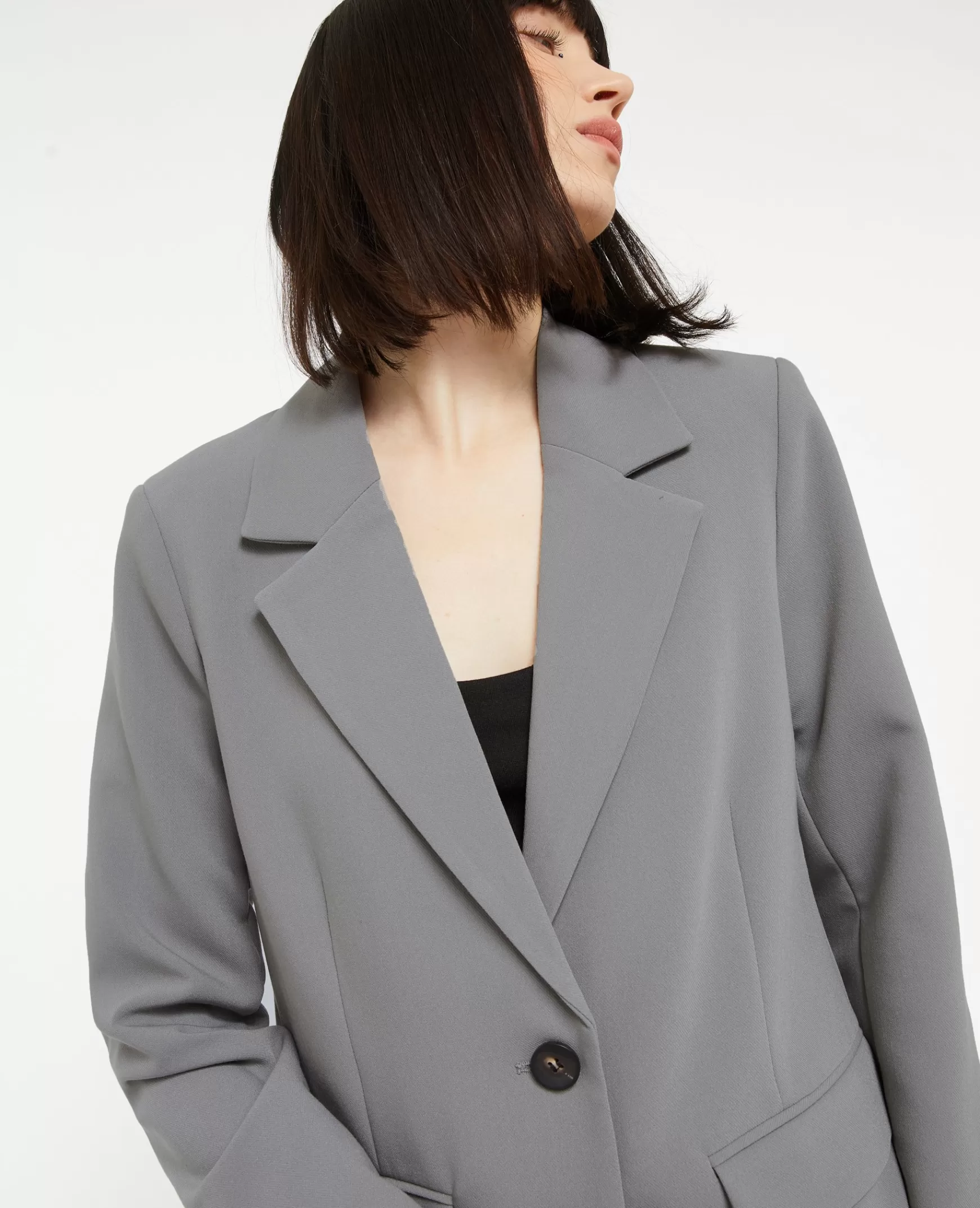 Pimkie Veste blazer droite avec poches - Gris fonc Grisfonc Cheap