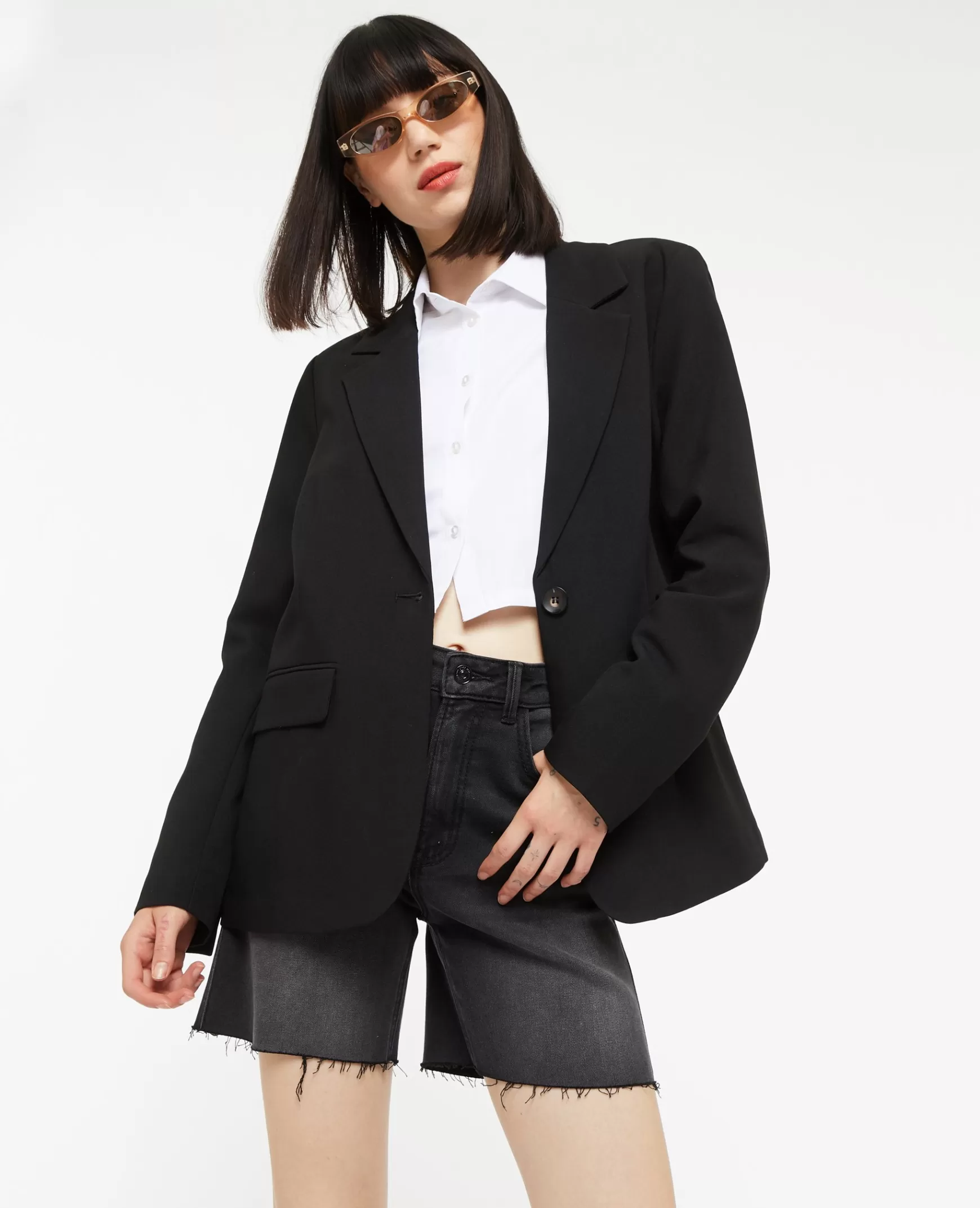 Pimkie Veste blazer droite avec poches - Noir Fashion