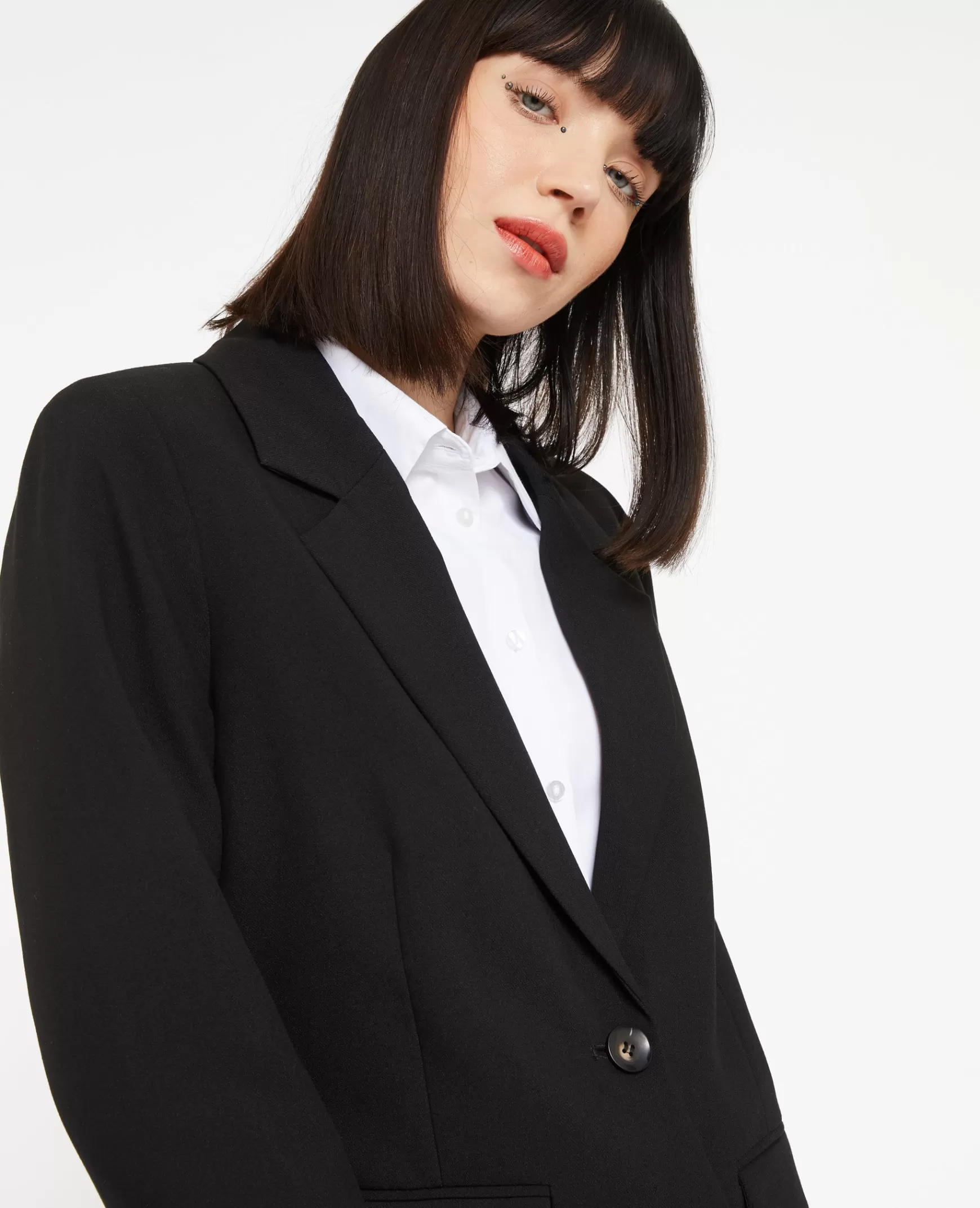 Pimkie Veste blazer droite avec poches - Noir Fashion